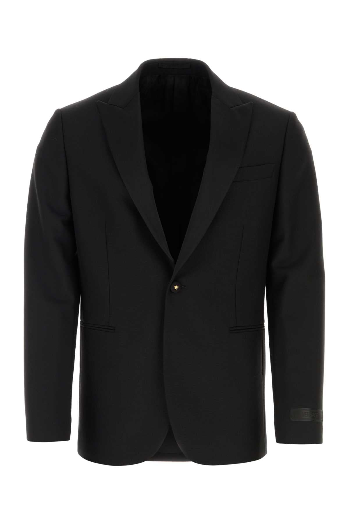 Versace Men Black Wool Blend Blazer VERSACE
