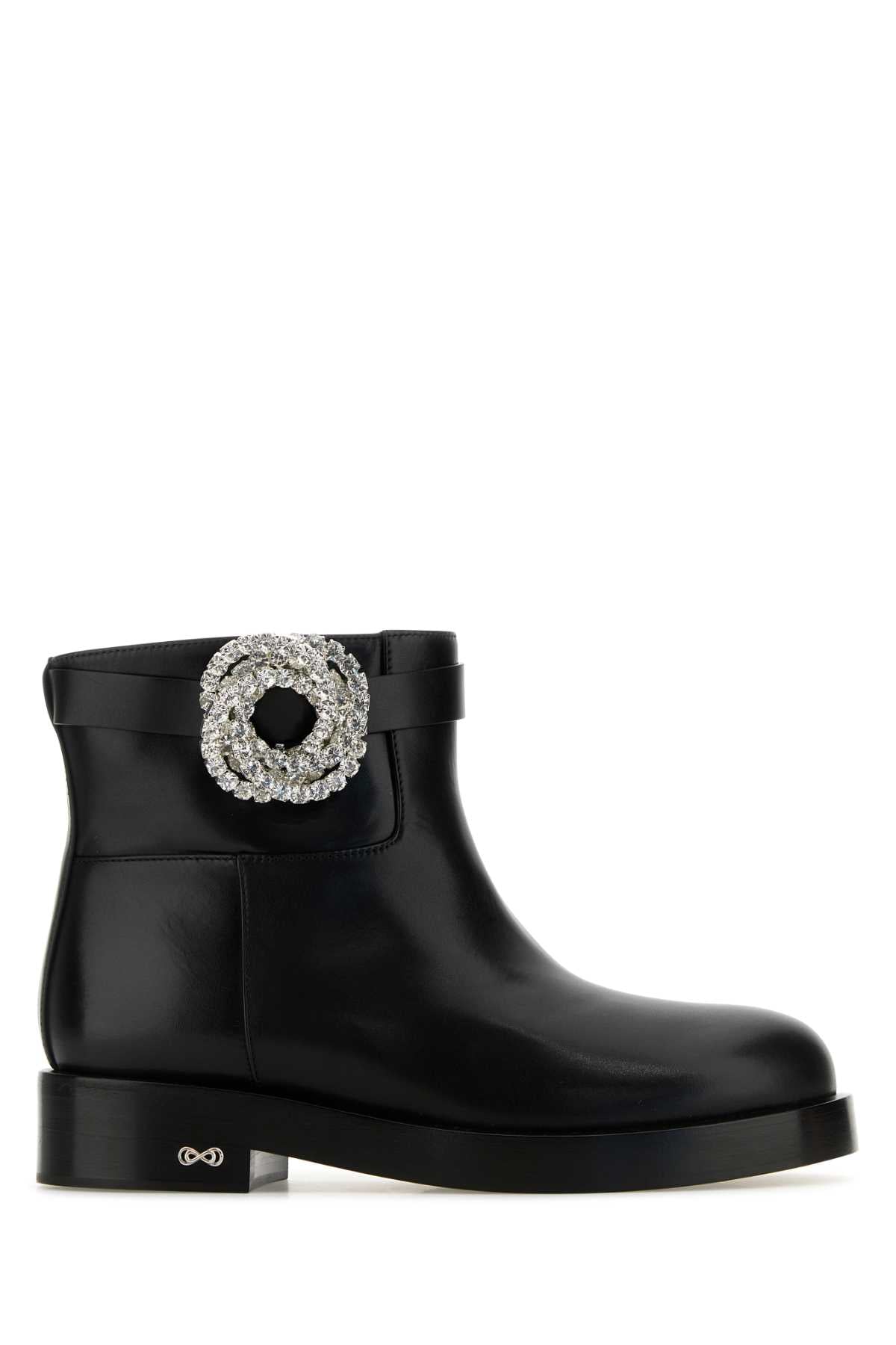 Mach&Mach Women Black Leather Galaxy Ankle Boots MACH & MACH