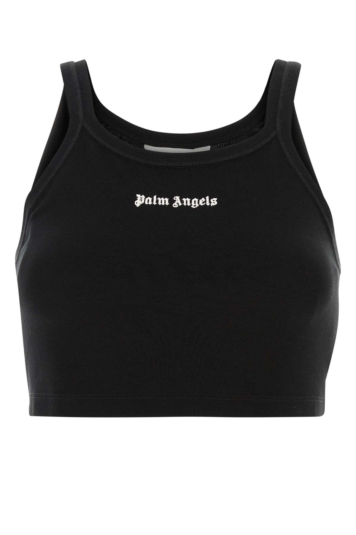 Palm Angels Women Black Piquet Top PALM ANGELS