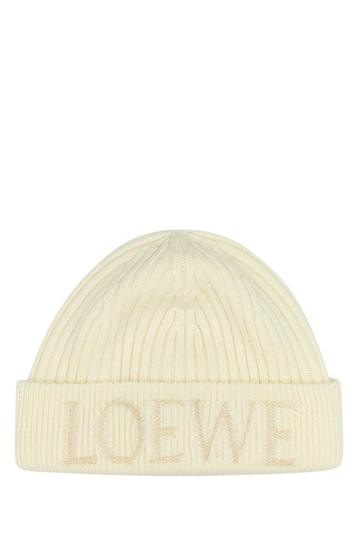 Loewe Women White Wool Beanie Hat LOEWE