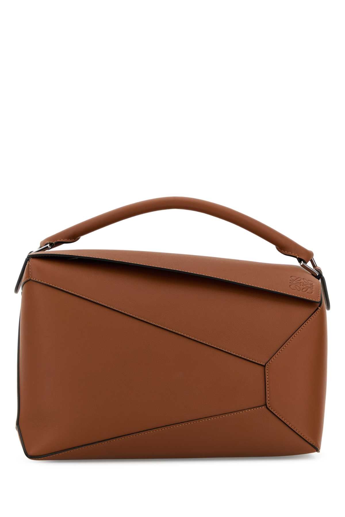 Loewe Men Brown Leather Large Puzzle Edge Handbag LOEWE