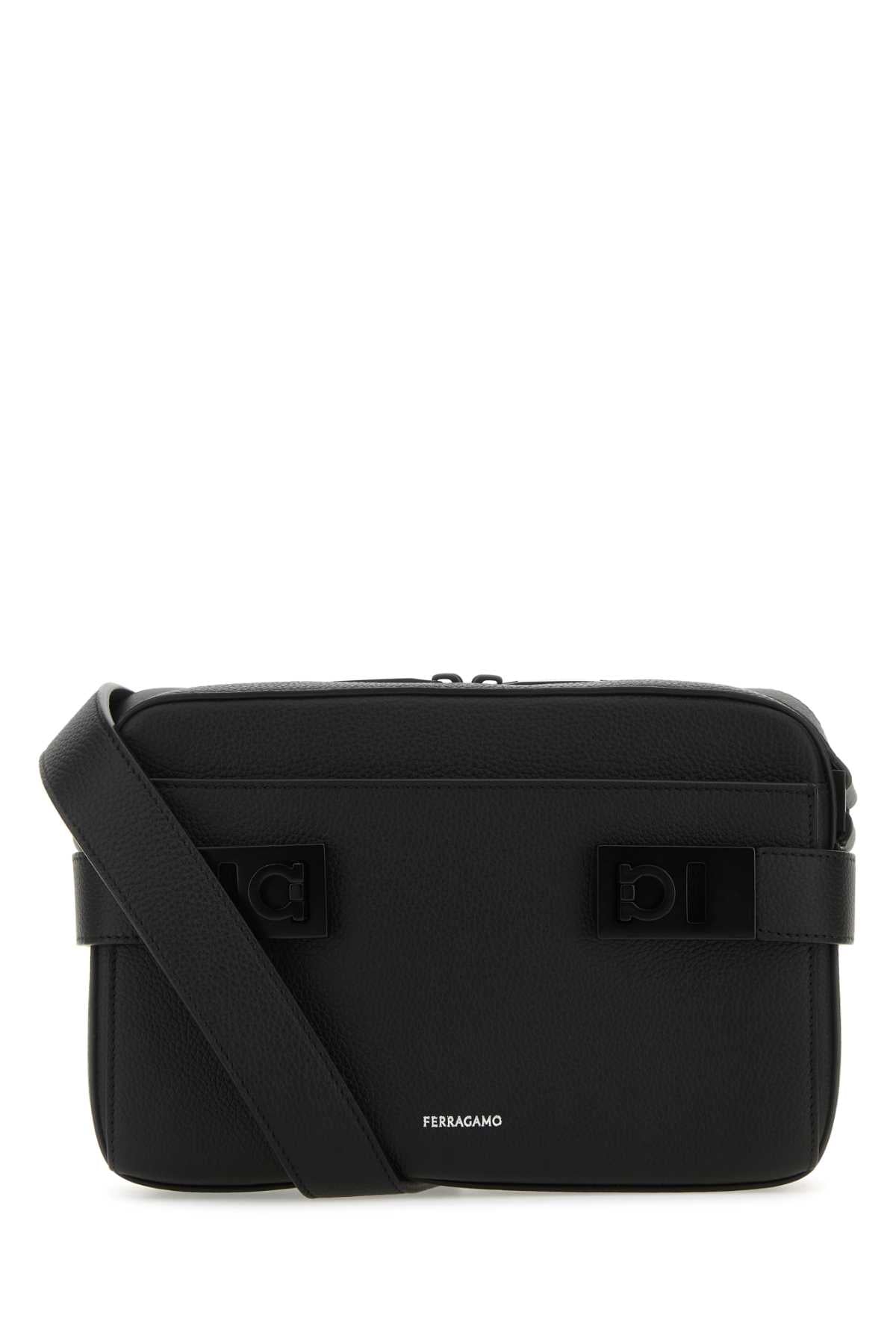 Salvatore Ferragamo Men Black Leather Crossbody Bag FERRAGAMO