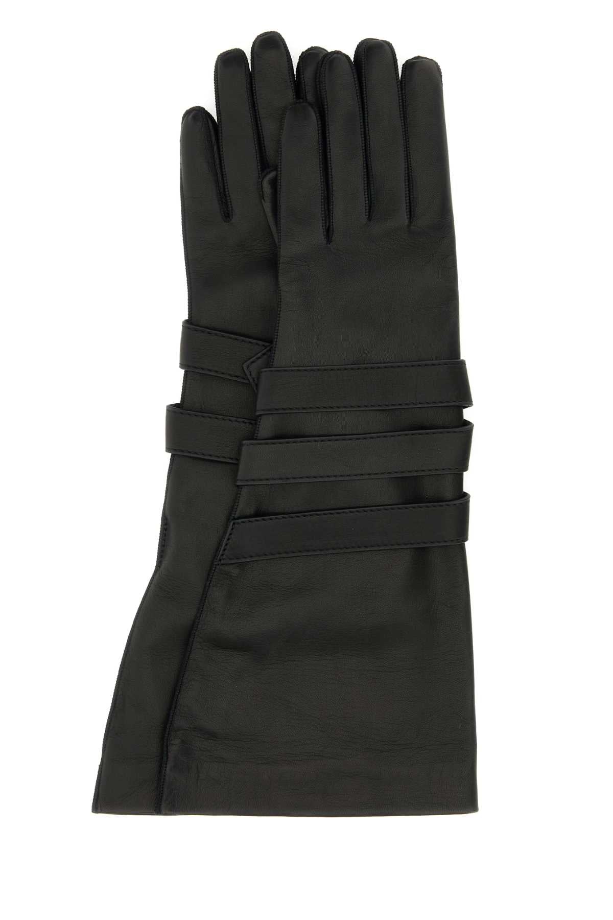 Saint Laurent Women Black Leather Gloves SAINT LAURENT