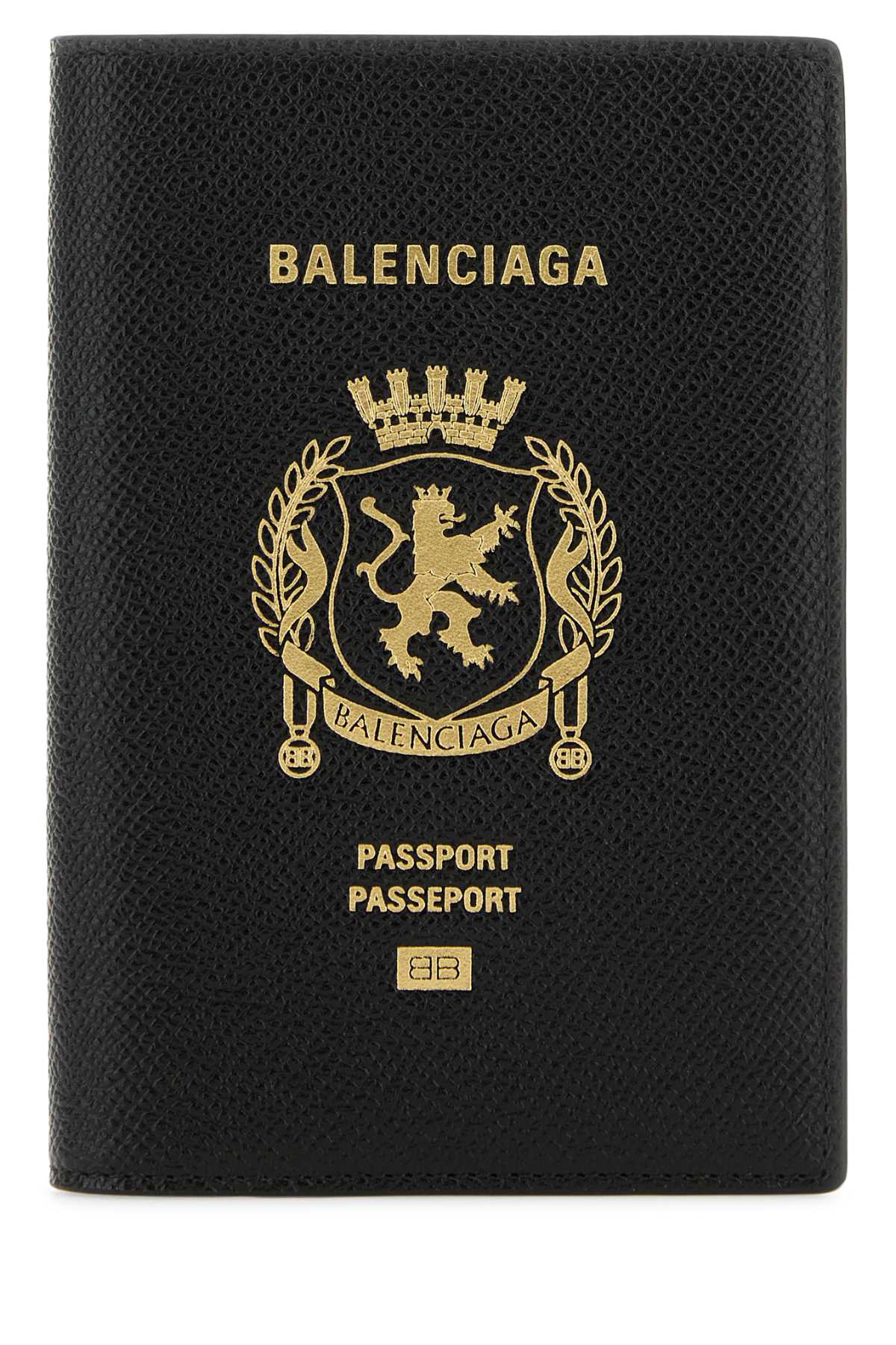 Balenciaga Men Black Leather Passport Holder BALENCIAGA