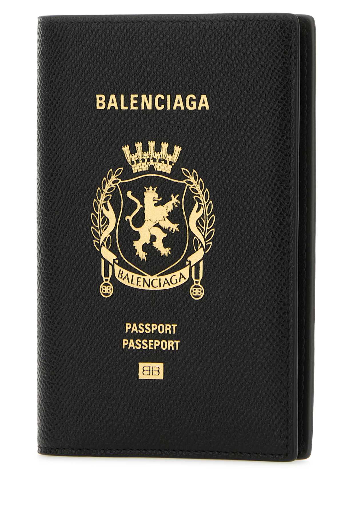 Balenciaga Men Black Leather Passport Holder BALENCIAGA