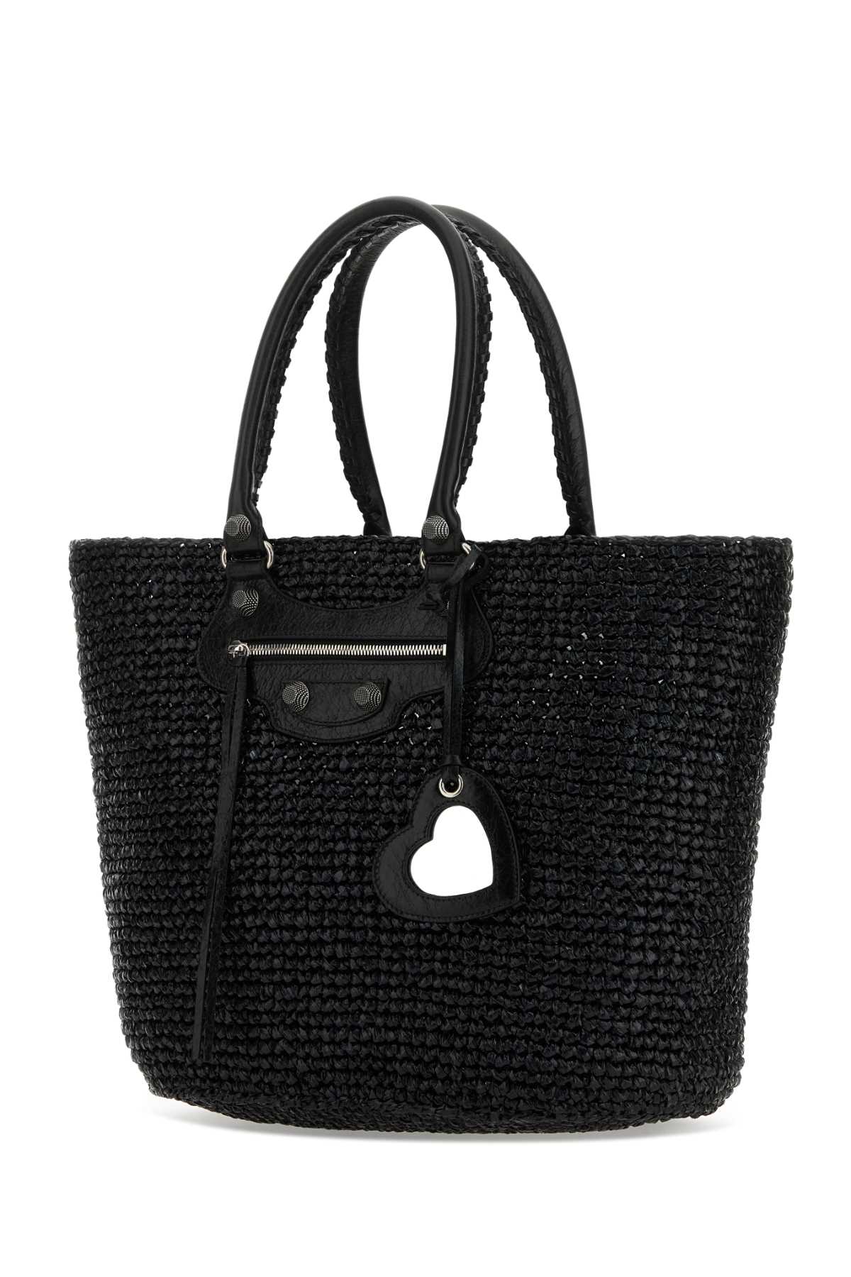 Balenciaga Women Black Raffia Large Le Cagole Panier Shopping Bag BALENCIAGA