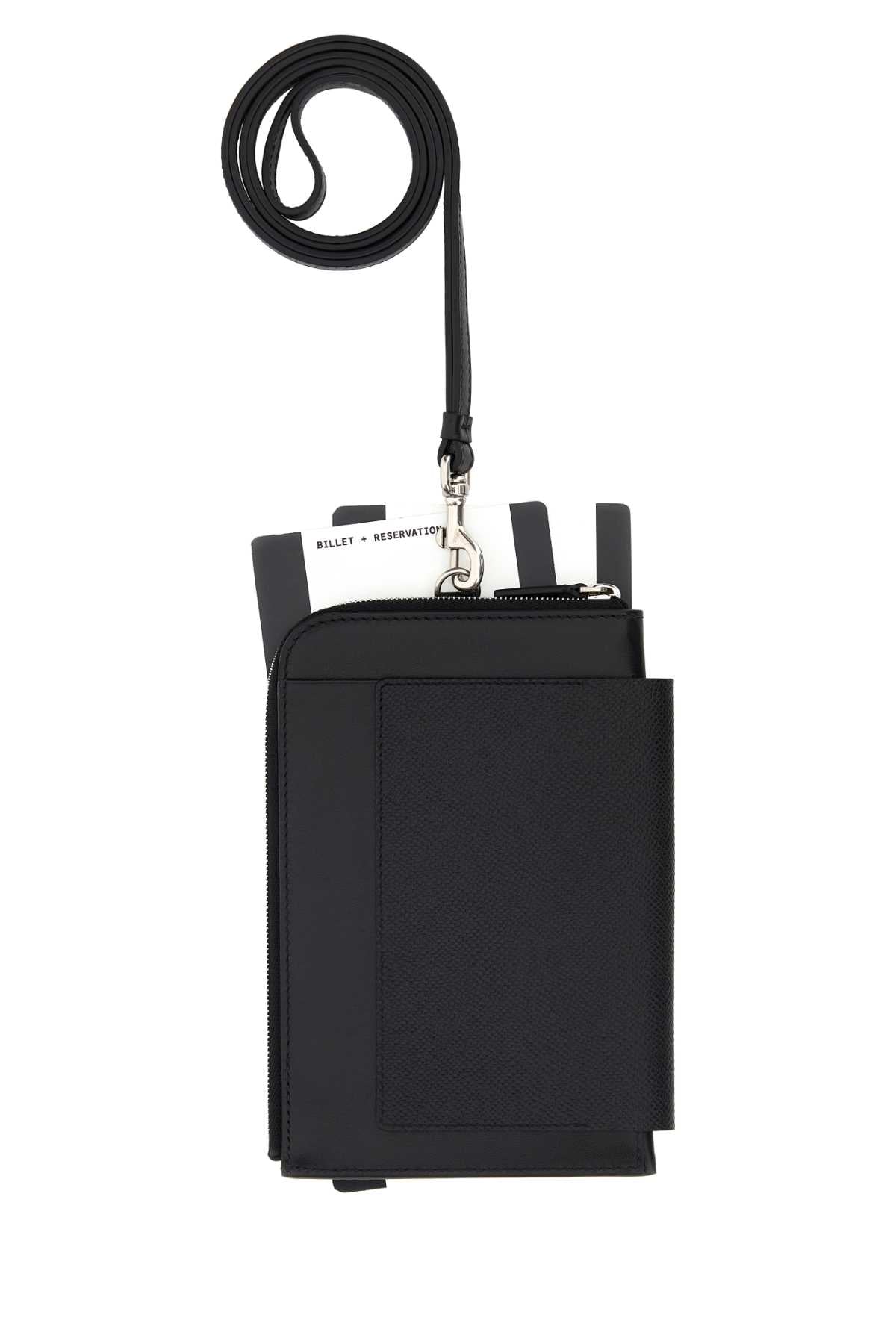 Balenciaga Men Black Leather Phone Holed