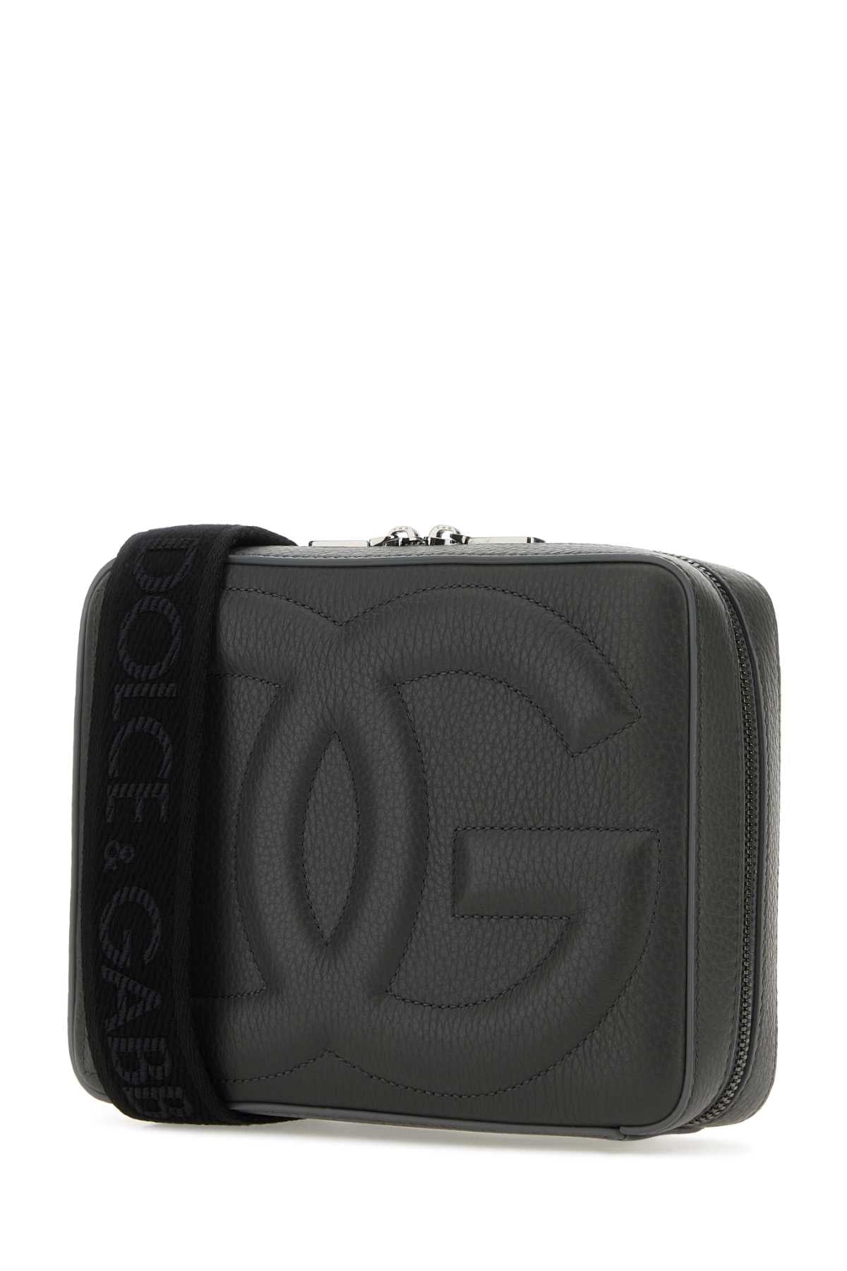Dolce & Gabbana Men Dark Grey Leather Crossbody Bag DOLCE & GABBANA