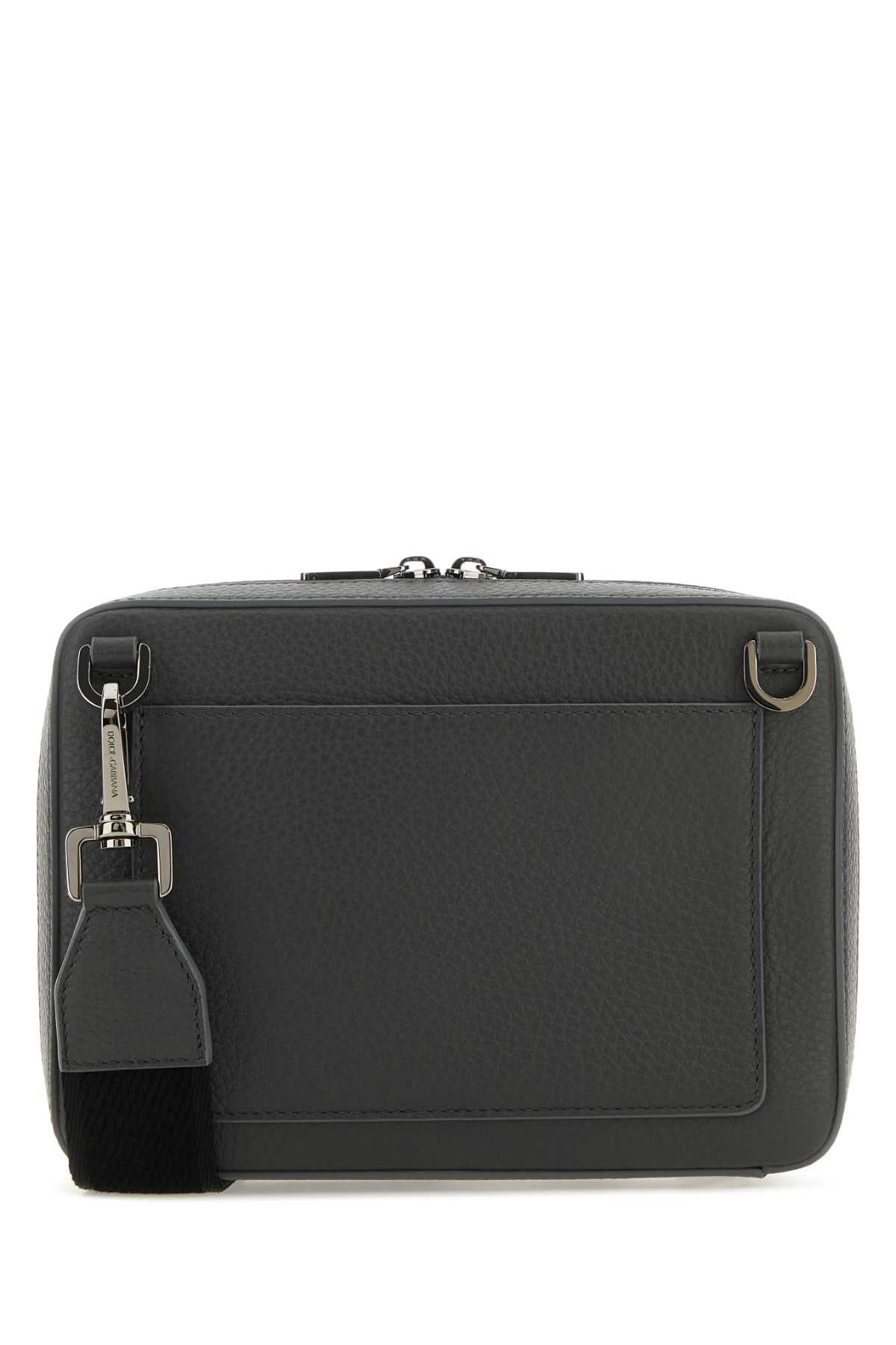 Dolce & Gabbana Men Dark Grey Leather Crossbody Bag DOLCE & GABBANA