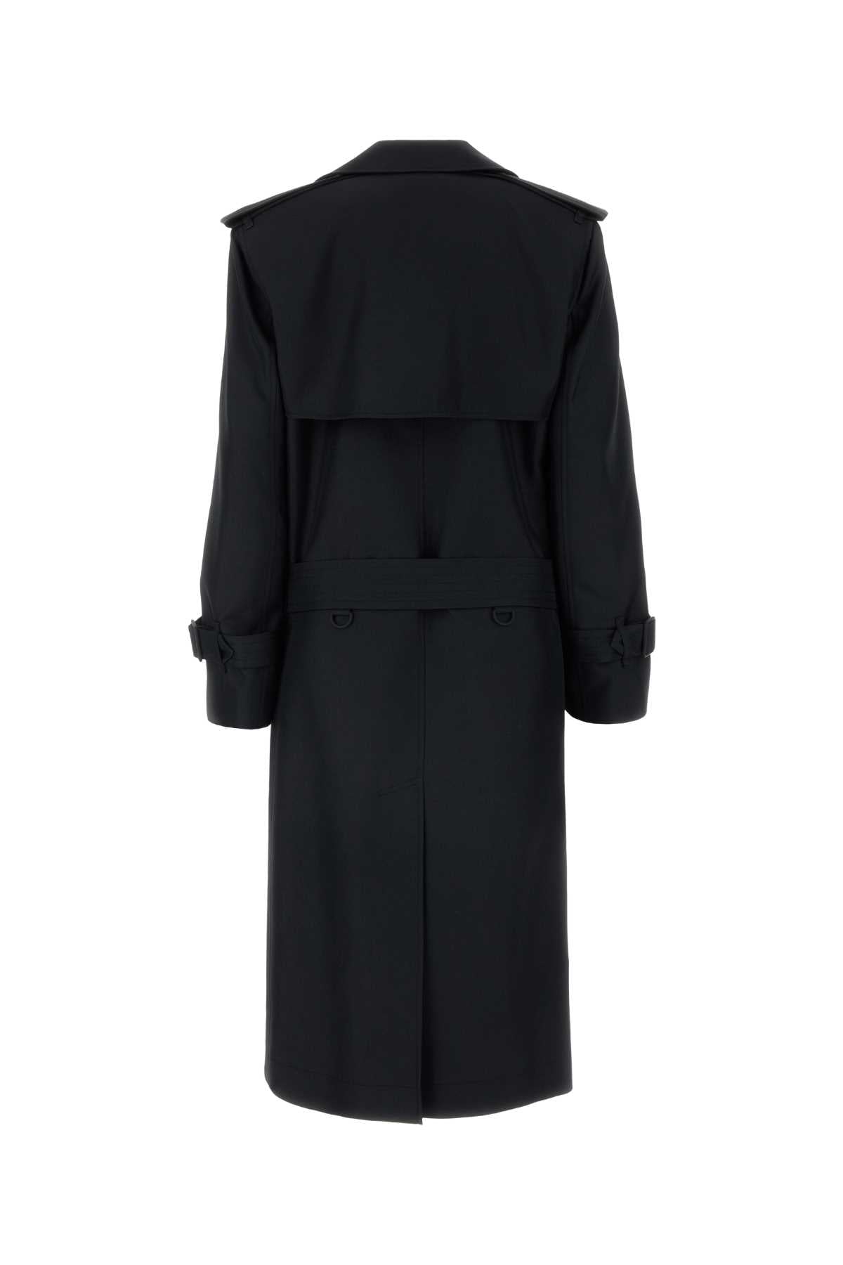 Burberry Women Black Silk Blend Trench Coat BURBERRY