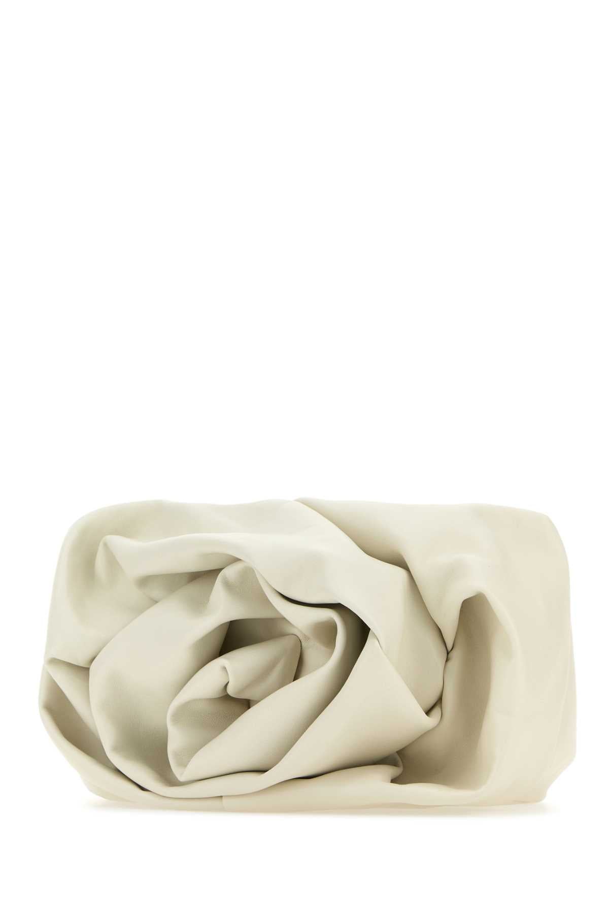 Burberry Women Ivory Nappa Leather Rose Clutch BURBERRY
