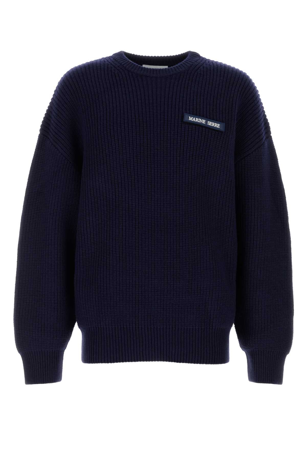 Marine Serre Men Navy Blue Wool Sweater MARINE SERRE