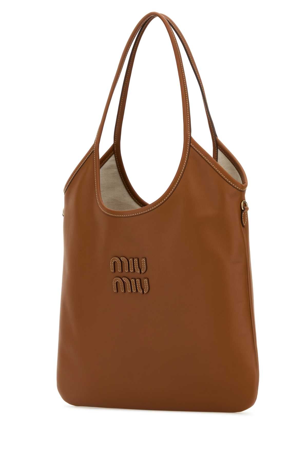 Miu Miu Women Caramel Leather Shopping Bag MIU MIU