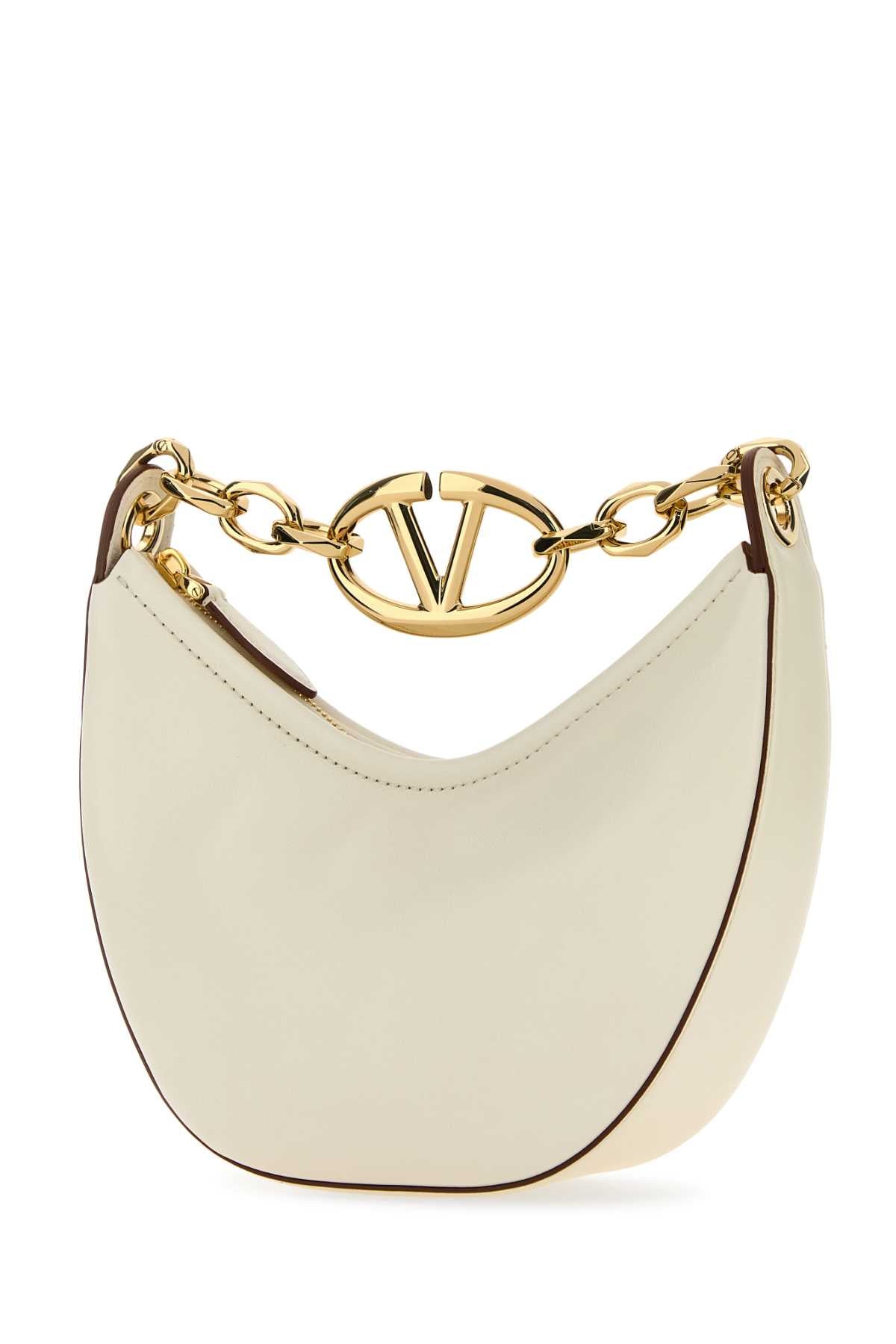Valentino Garavani Women Ivory Leather Mini Hobo Vlogo Moon Handbag VALENTINO GARAVANI