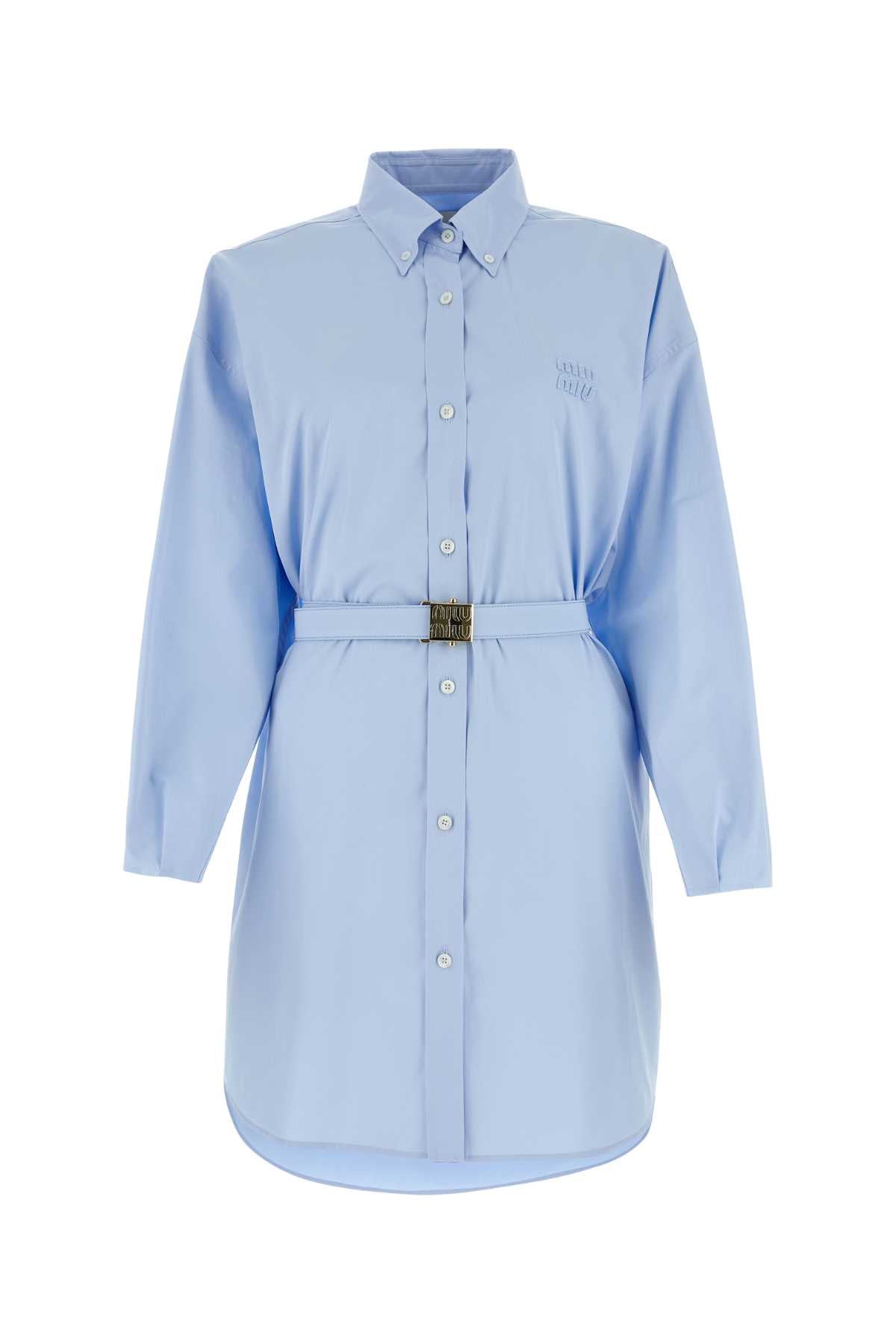 Miu Miu Women Light Blue Poplin Shirt Dress MIU MIU
