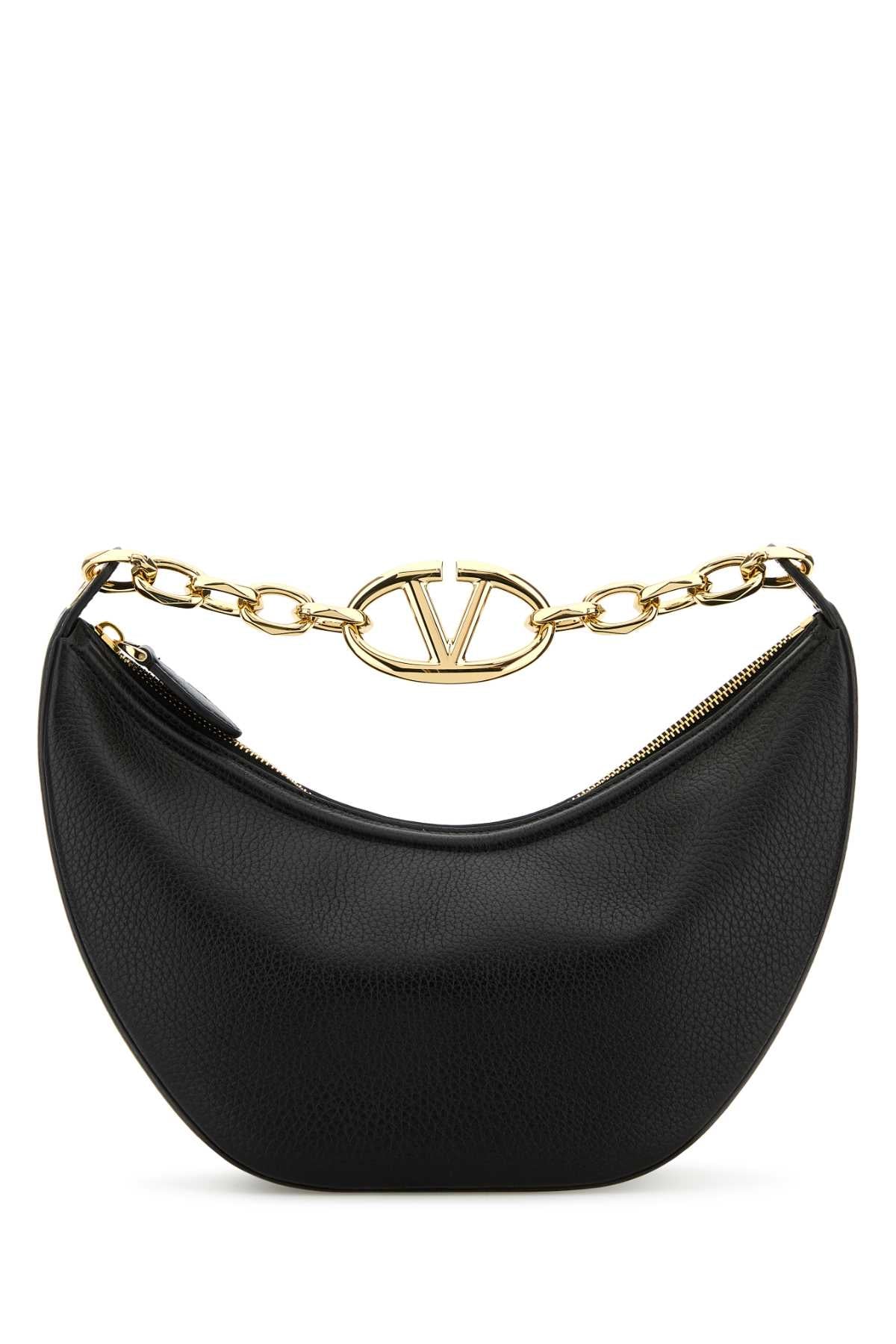 Valentino Garavani Women Black Leather Small Hobo Vlogo Moon Handbag VALENTINO GARAVANI
