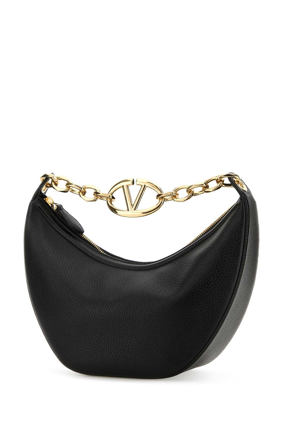 Valentino Garavani Women Black Leather Small Hobo Vlogo Moon Handbag VALENTINO GARAVANI