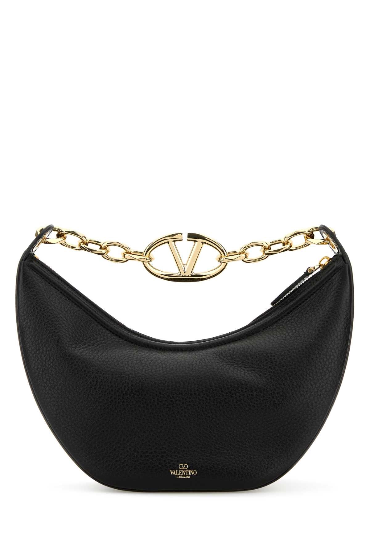 Valentino Garavani Women Black Leather Small Hobo Vlogo Moon Handbag VALENTINO GARAVANI