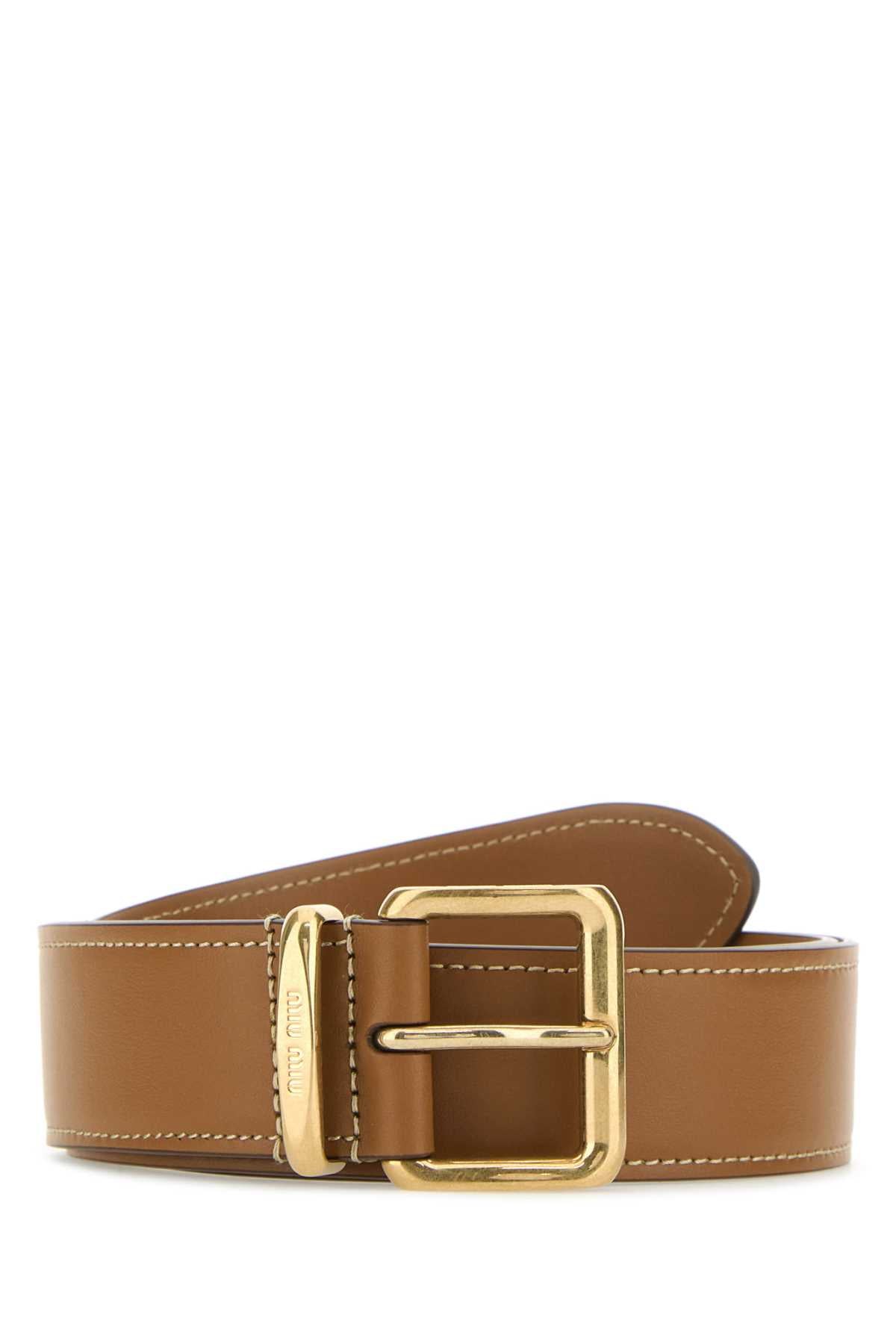 Miu Miu Women Caramel Leather Belt MIU MIU