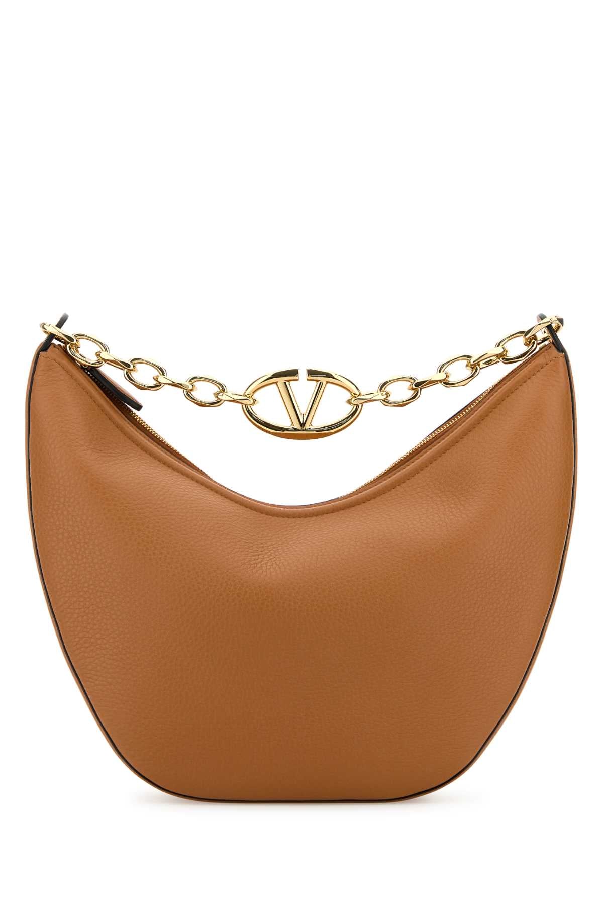 Valentino Garavani Women Camel Leather Medium Hobo Vlogo Moon Handbag VALENTINO GARAVANI