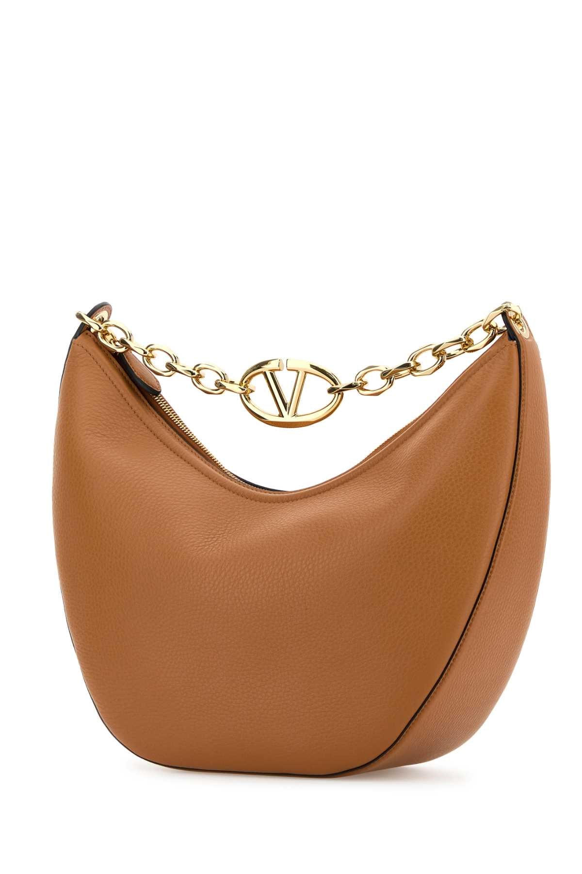 Valentino Garavani Women Camel Leather Medium Hobo Vlogo Moon Handbag VALENTINO GARAVANI