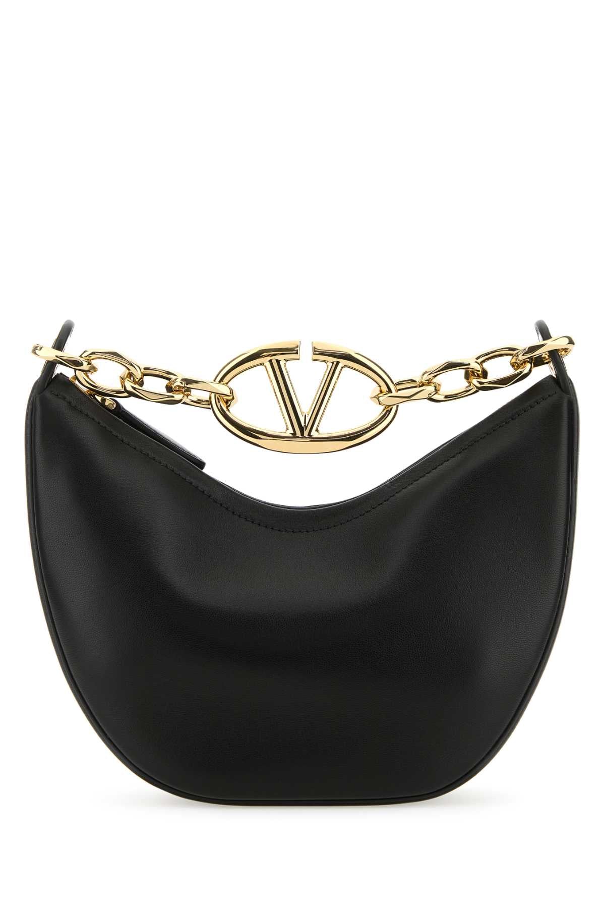 Valentino Garavani Women Black Leather Small Hobo Vlogo Moon Handbag VALENTINO GARAVANI