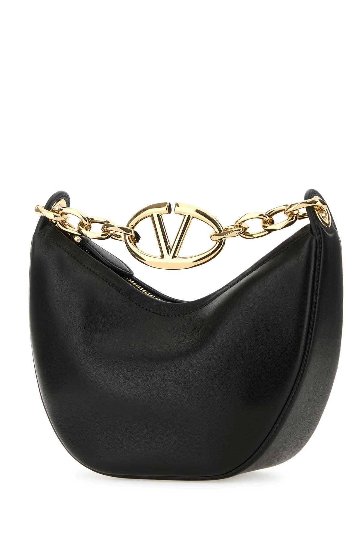 Valentino Garavani Women Black Leather Small Hobo Vlogo Moon Handbag VALENTINO GARAVANI