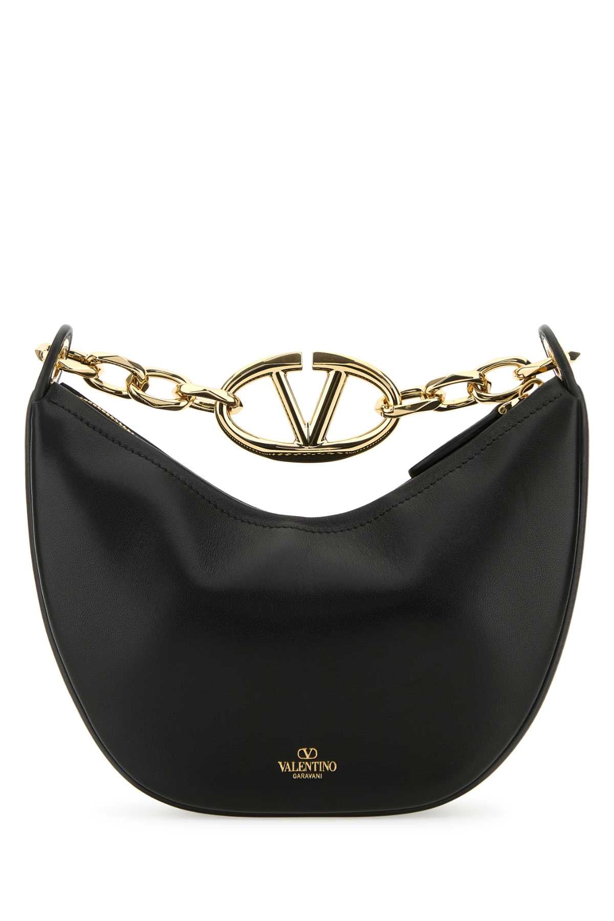 Valentino Garavani Women Black Leather Small Hobo Vlogo Moon Handbag VALENTINO GARAVANI