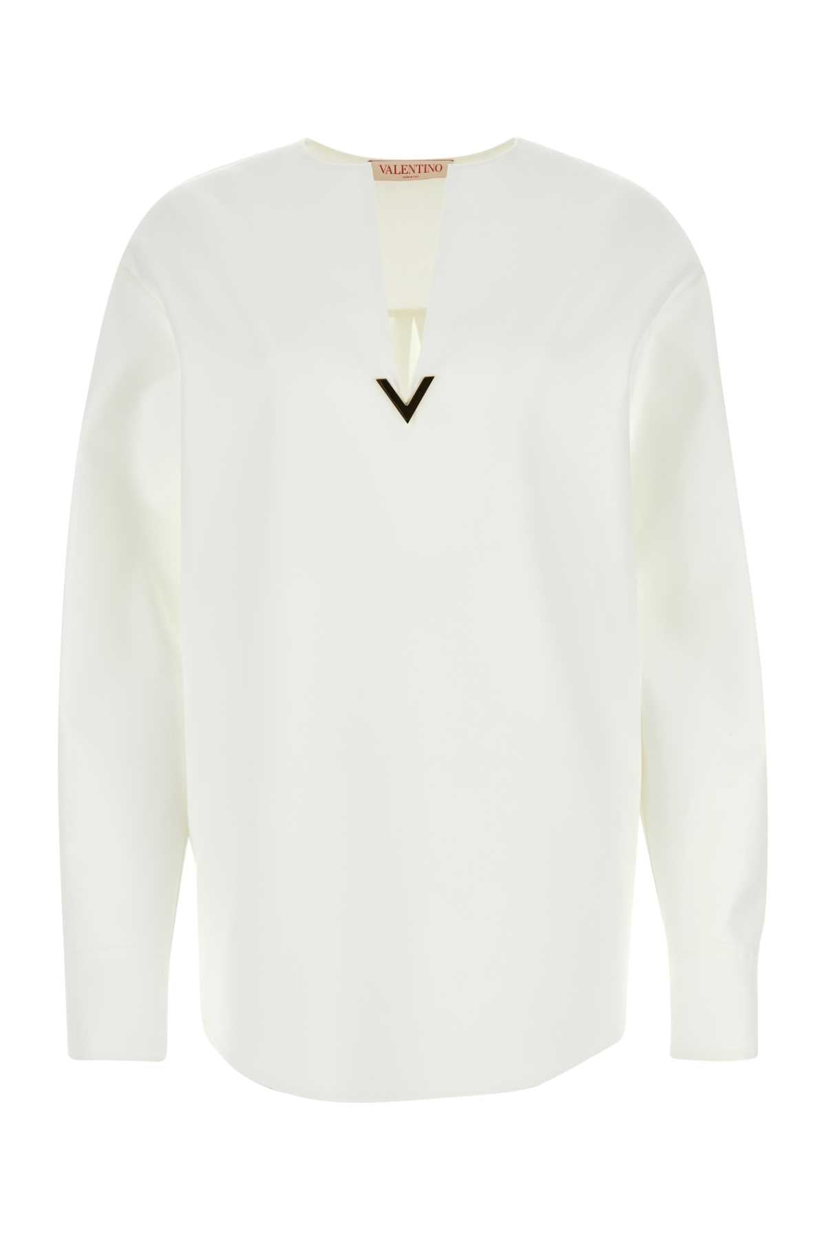 Valentino Garavani Women White Cotton Blend Blouse VALENTINO GARAVANI