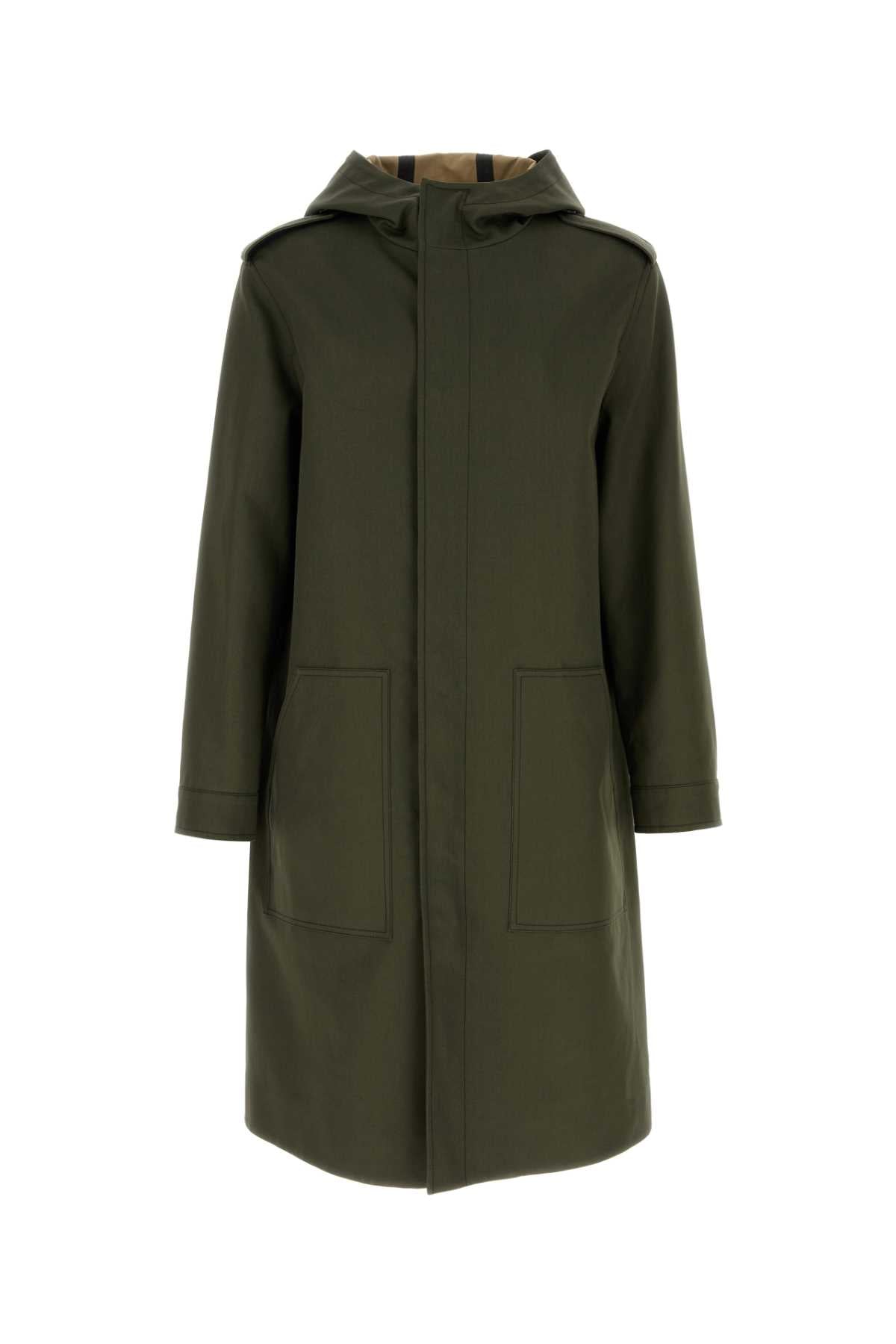 Valentino Garavani Men Army Green Cotton Trench Coat VALENTINO GARAVANI