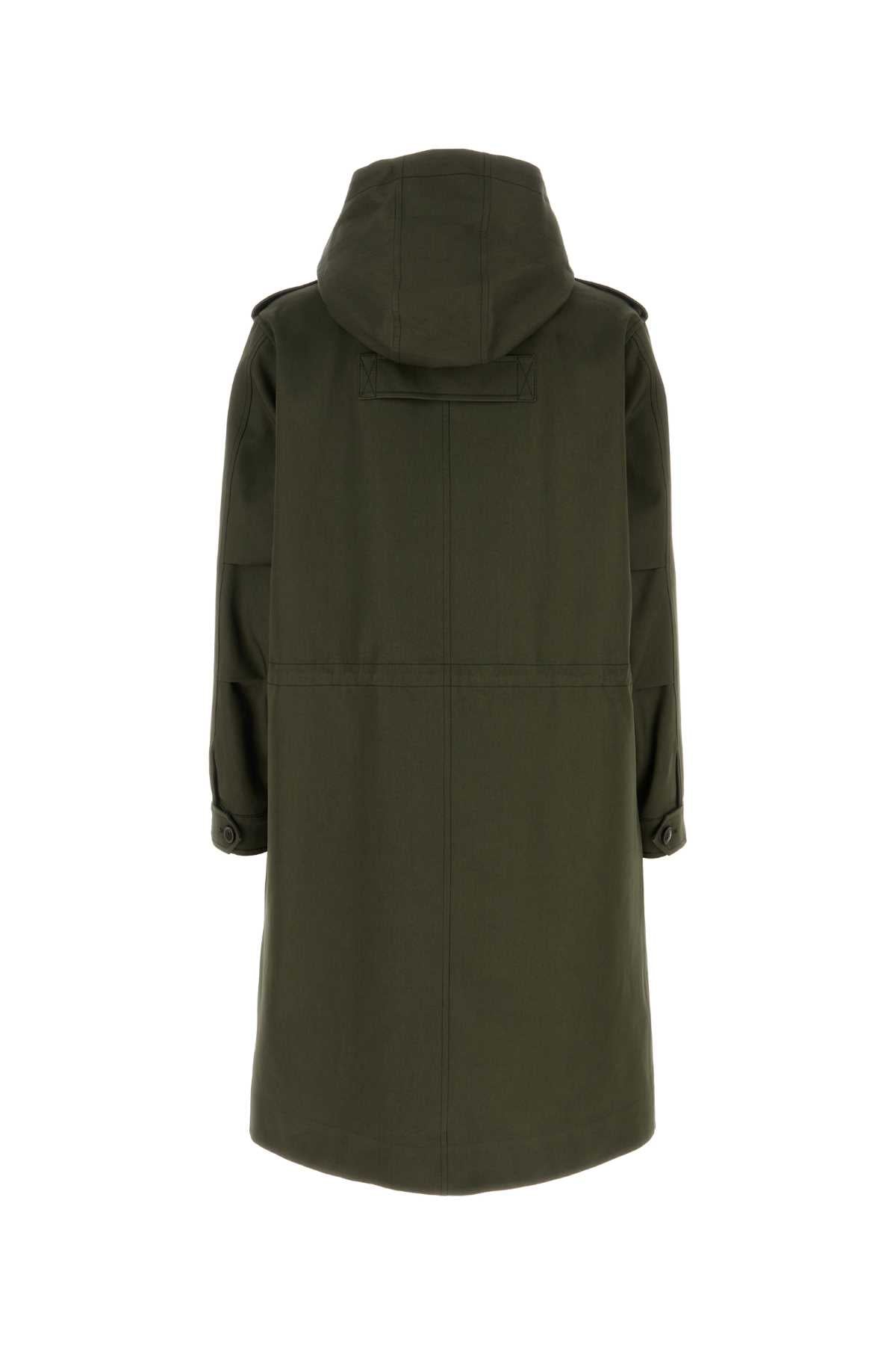 Valentino Garavani Men Army Green Cotton Trench Coat VALENTINO GARAVANI