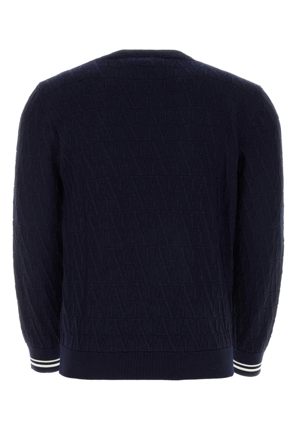 Valentino Garavani Men Dark Blue Cotton Sweater VALENTINO GARAVANI
