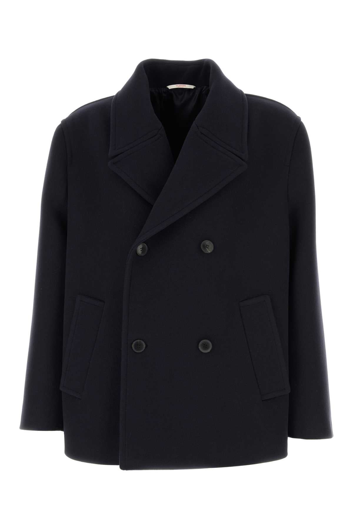 Valentino Garavani Men Midnight Blue Wool Coat VALENTINO GARAVANI