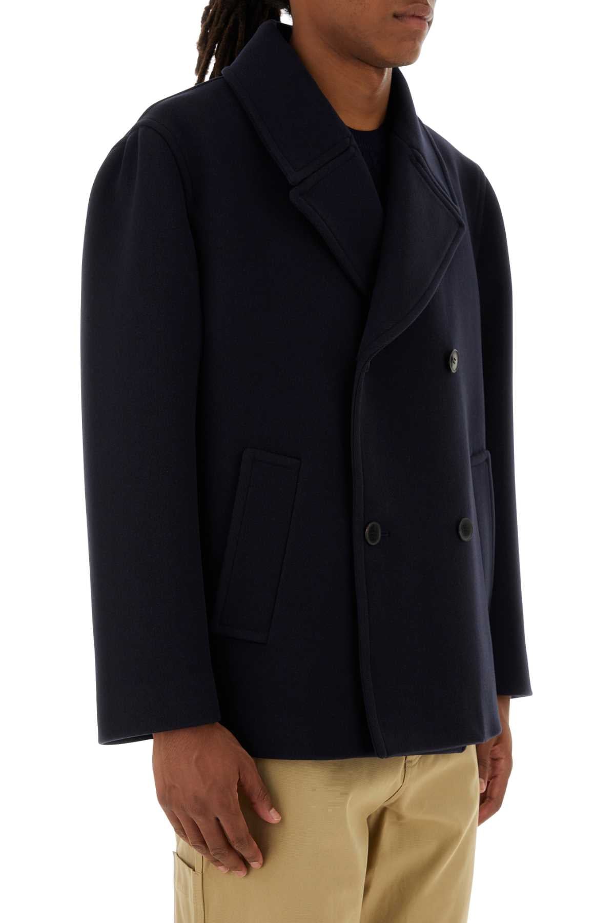 Valentino Garavani Men Midnight Blue Wool Coat VALENTINO GARAVANI