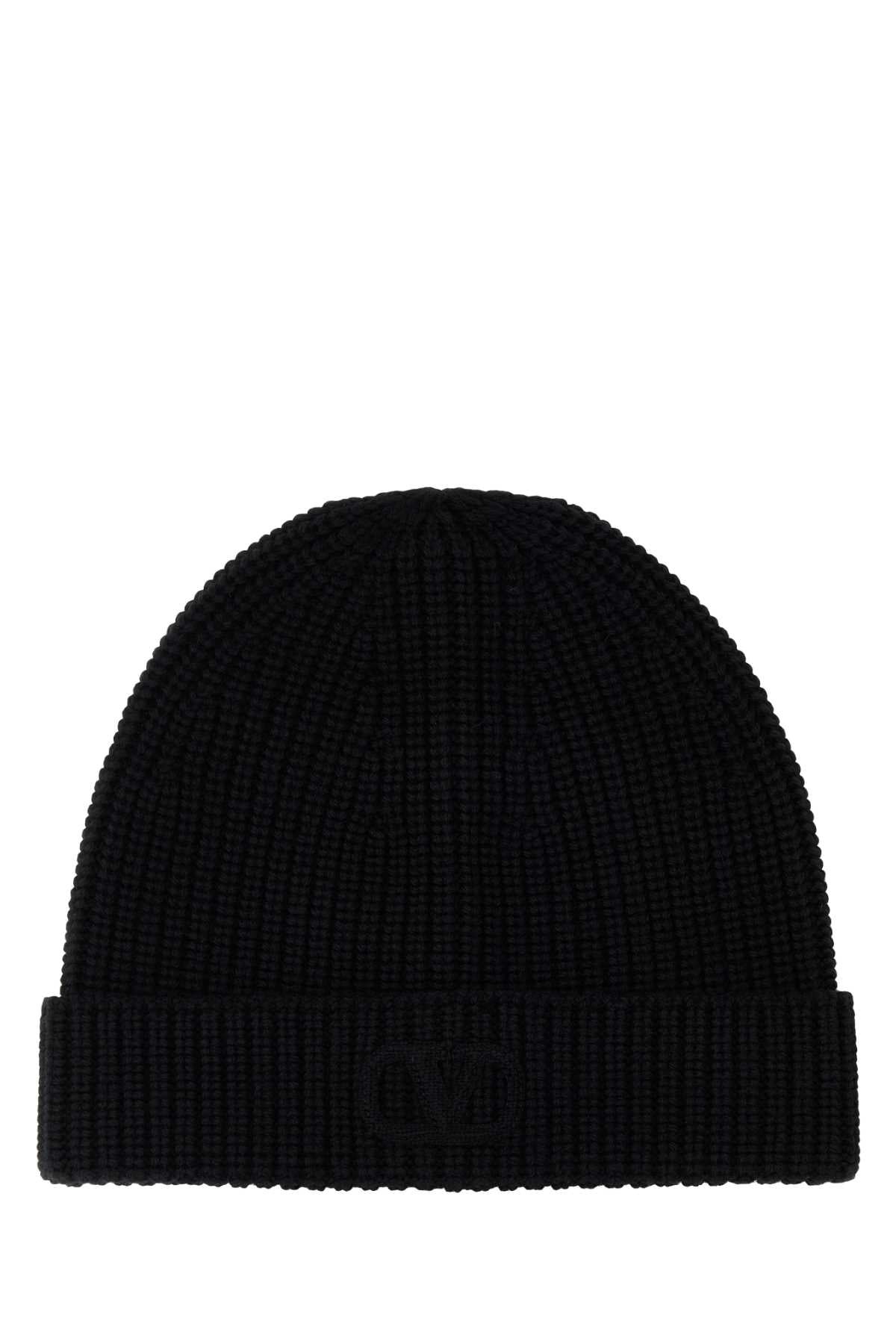 Valentino Garavani Men Black Wool Beanie Hat VALENTINO GARAVANI