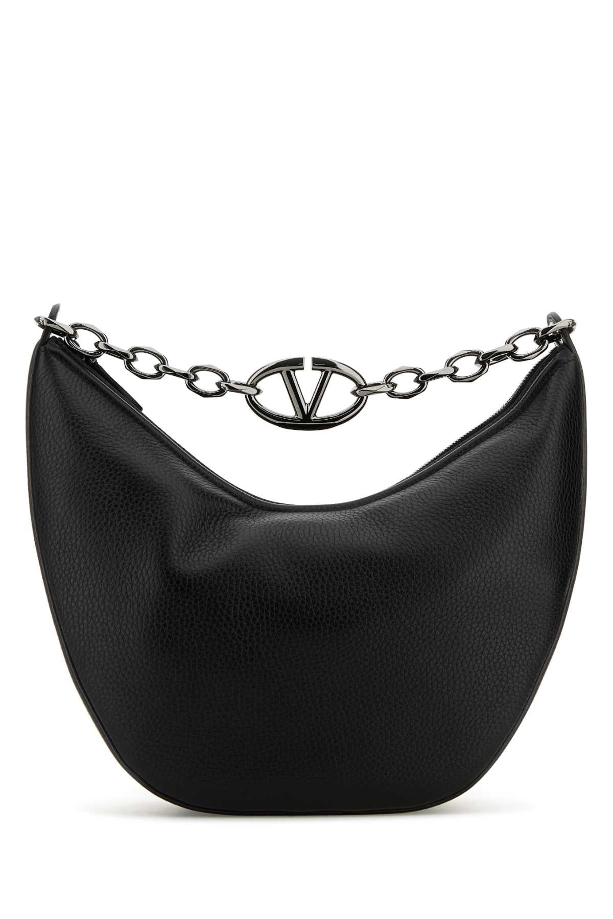 Valentino Garavani Men Black Leather Hobo Vlogo Moon Shoulder Bag VALENTINO GARAVANI