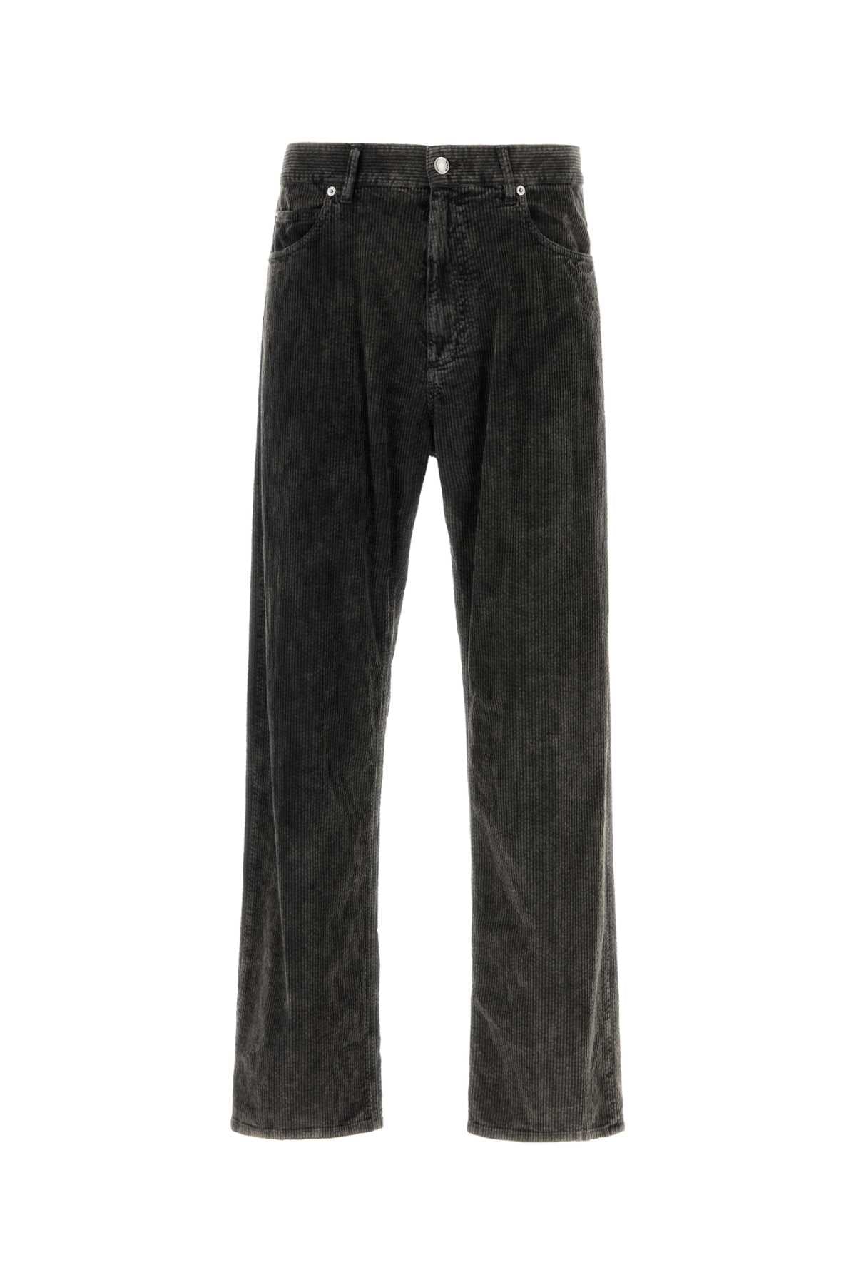 Dolce & Gabbana Men Charcoal Stretch Corduroy Pant DOLCE & GABBANA