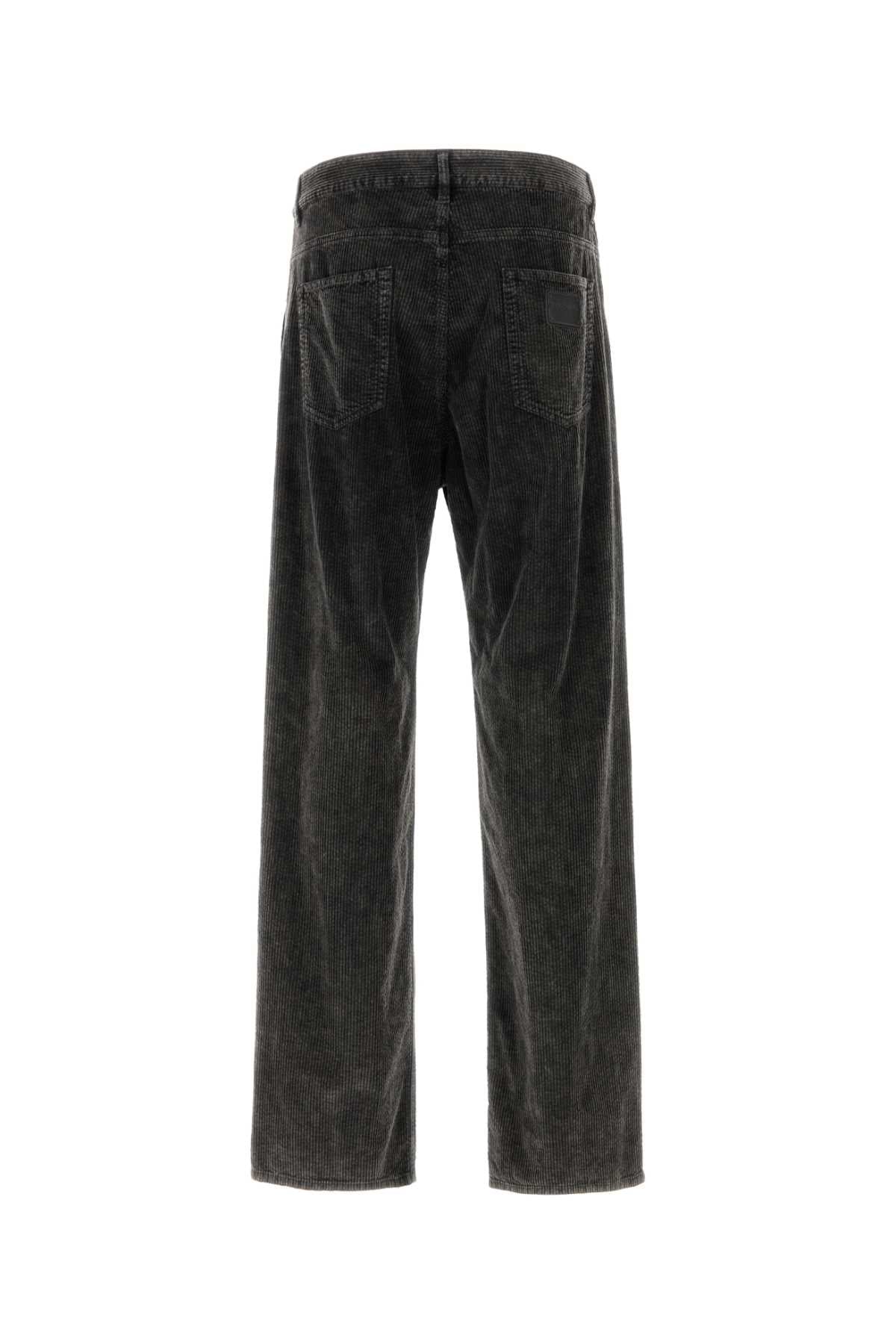Dolce & Gabbana Men Charcoal Stretch Corduroy Pant DOLCE & GABBANA