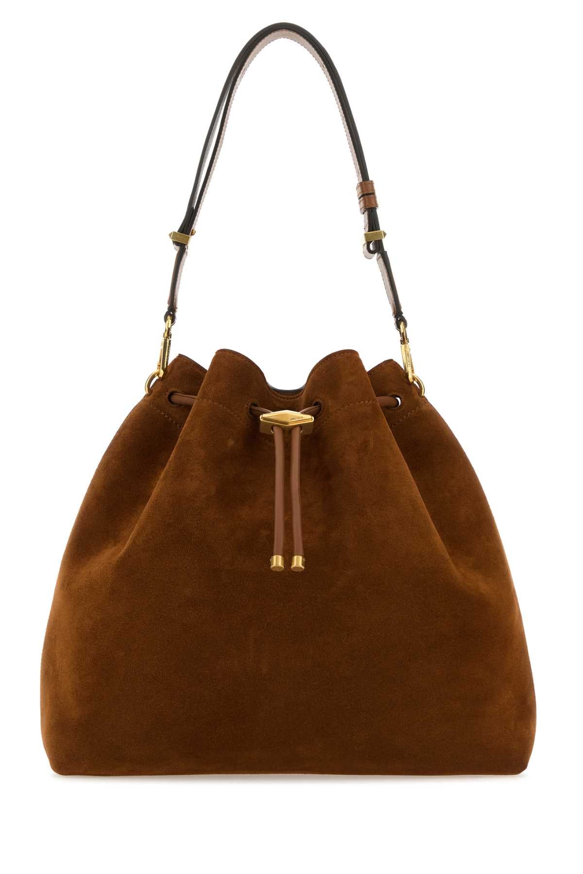 Jimmy Choo Women Caramel Suede Bon Bon Bucket Bag JIMMY CHOO
