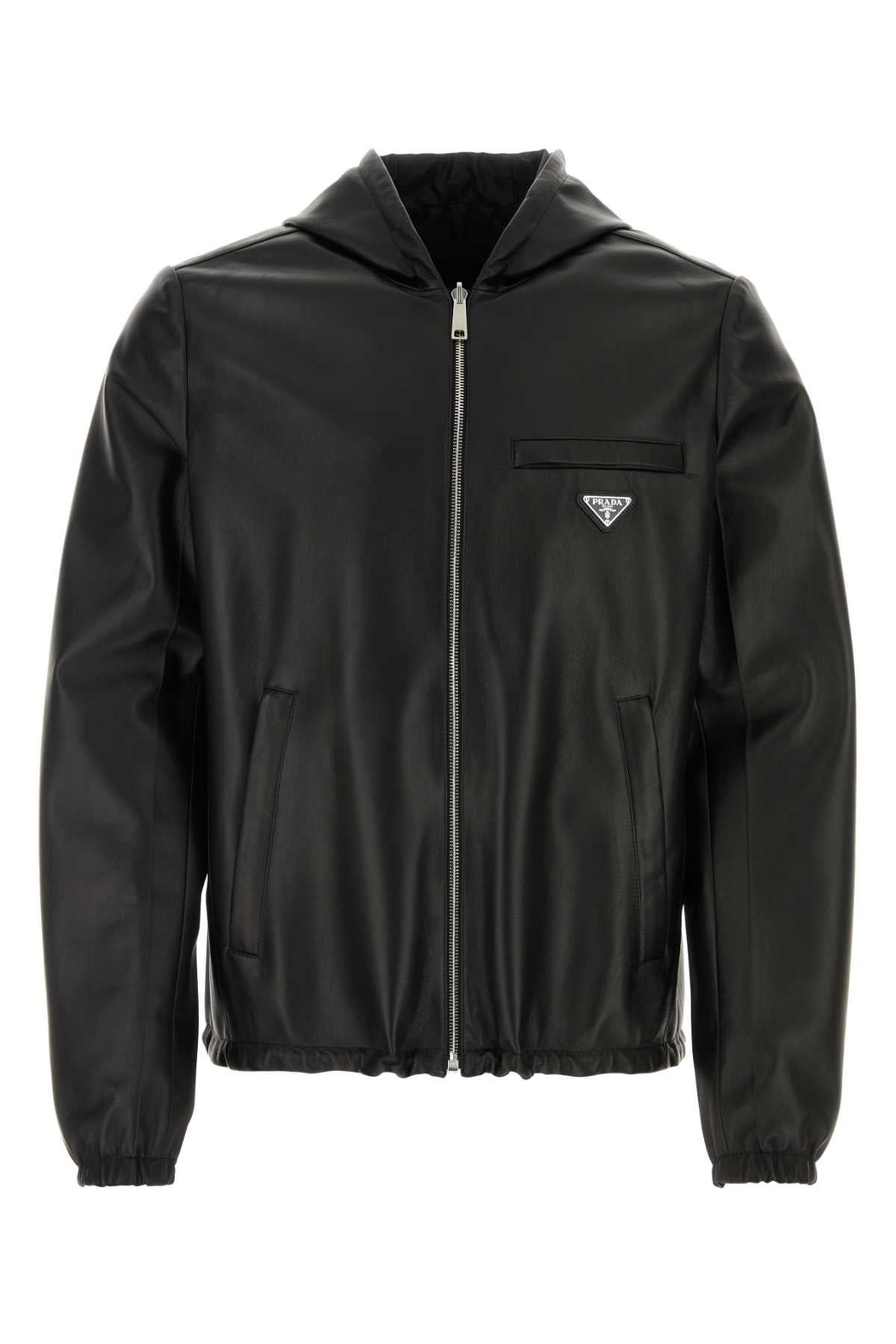 Prada Men Black Nappa Leather Reversible Jacket PRADA