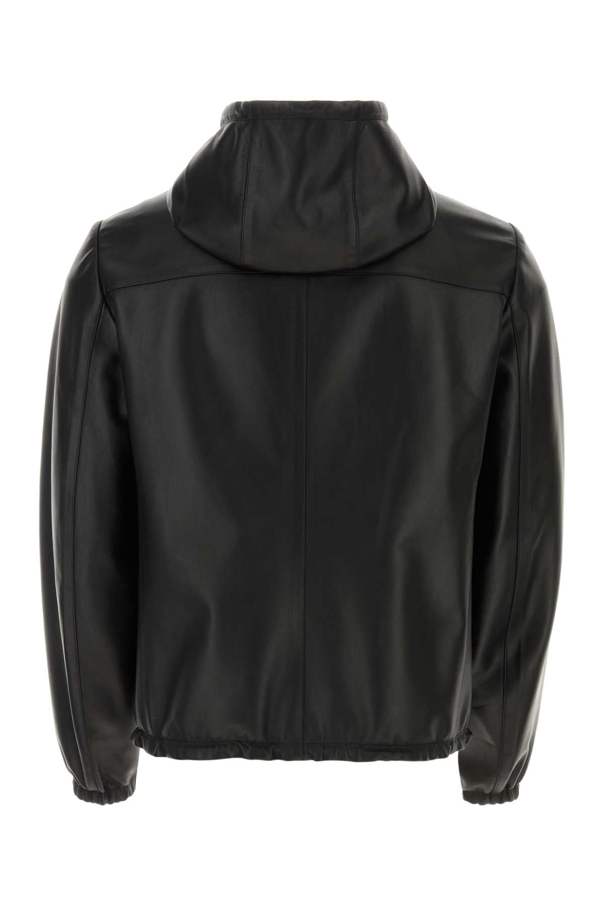Prada Men Black Nappa Leather Reversible Jacket PRADA