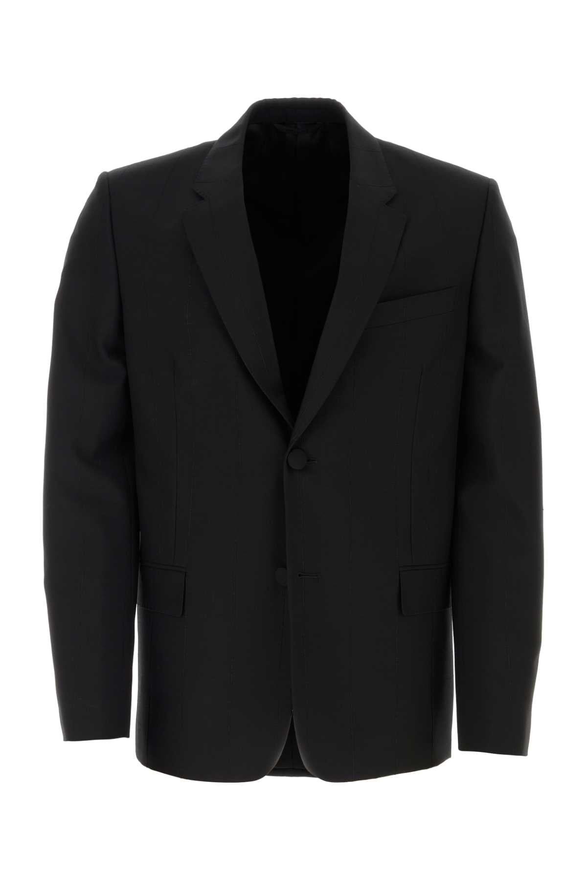Givenchy Men Black Stretch Wool Blend Blazer GIVENCHY