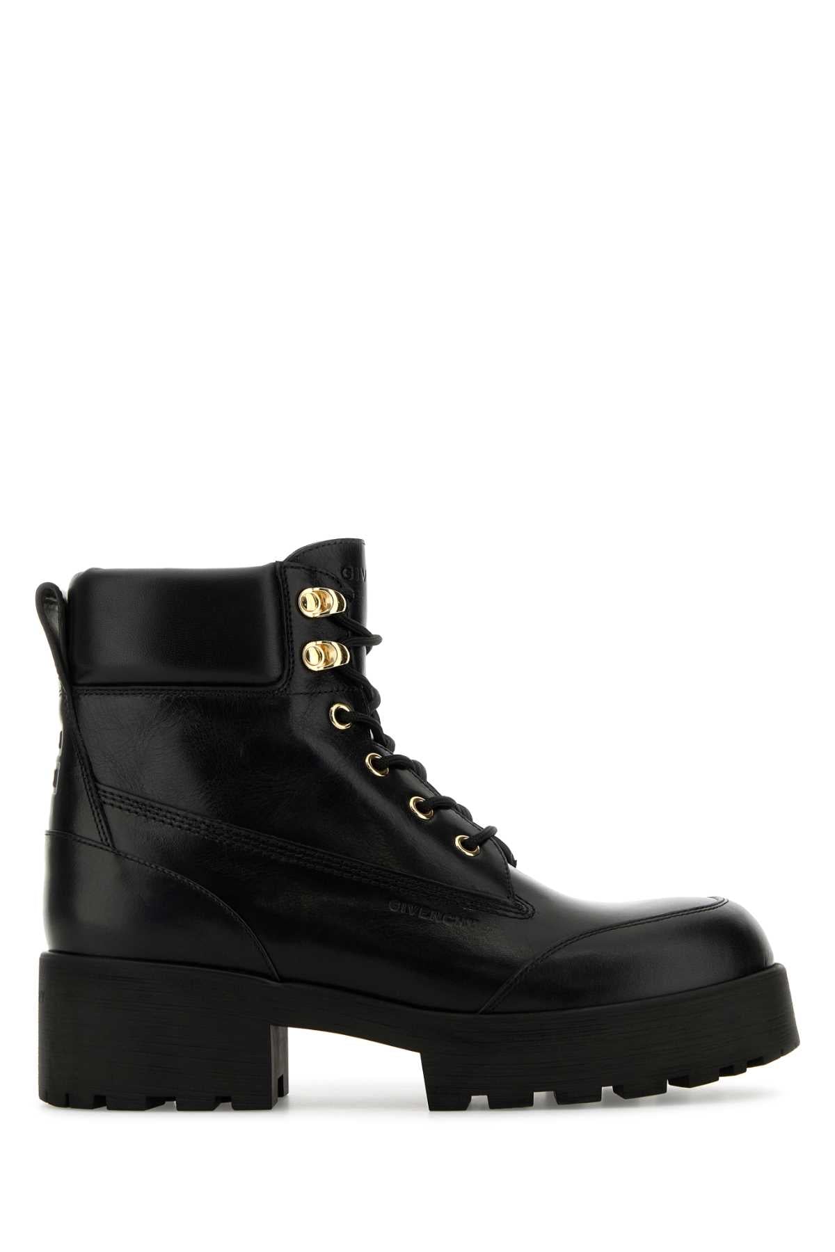 Givenchy Women Black Leather Trekker Ankle Boots GIVENCHY