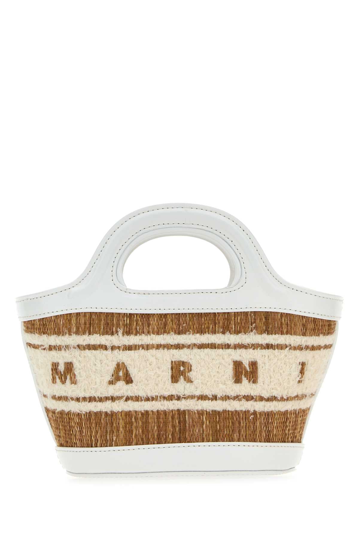 Marni Women Two-Tone Raffia And Leather Micro Tropicalia Summer Handbag MARNI