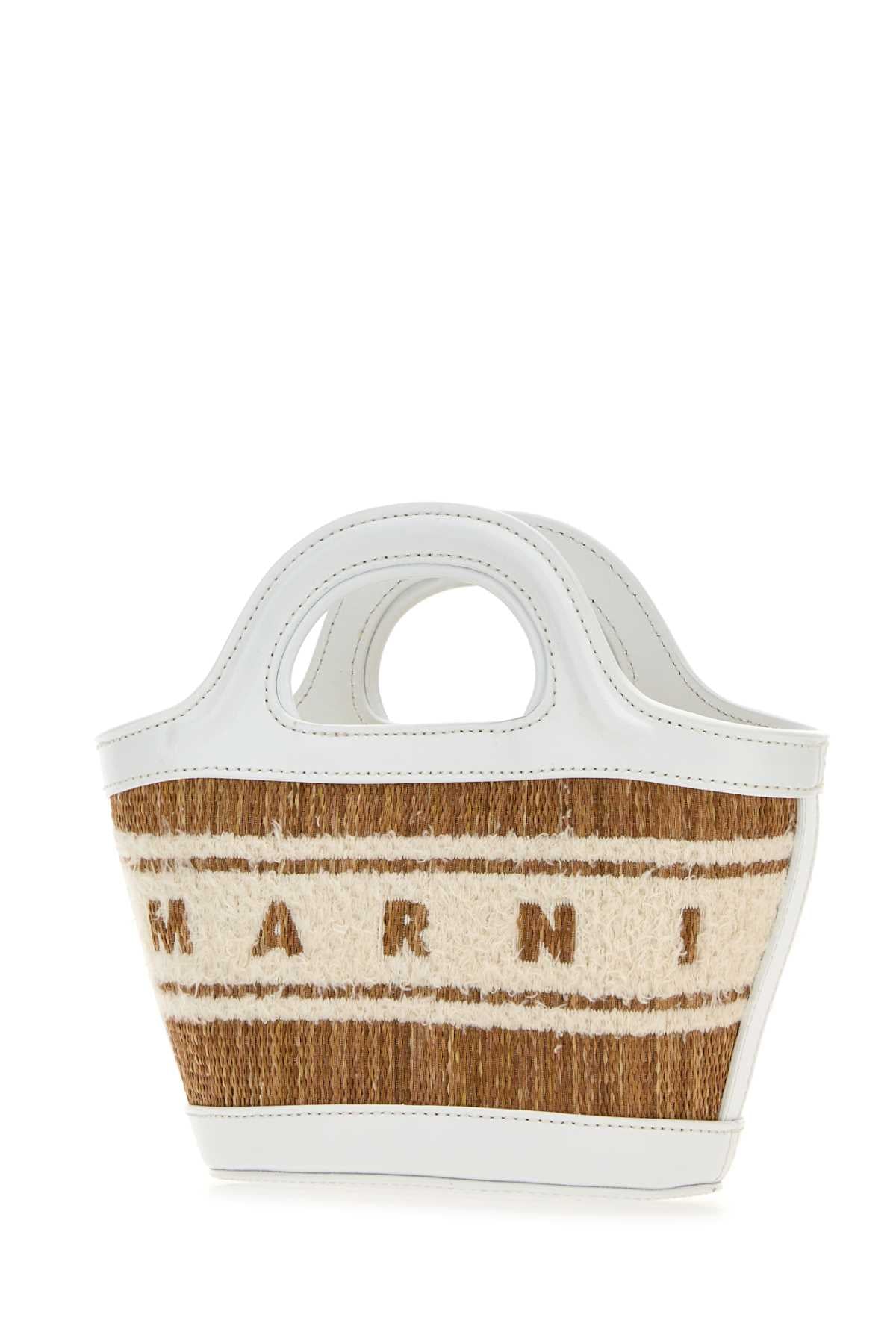 Marni Women Two-Tone Raffia And Leather Micro Tropicalia Summer Handbag MARNI