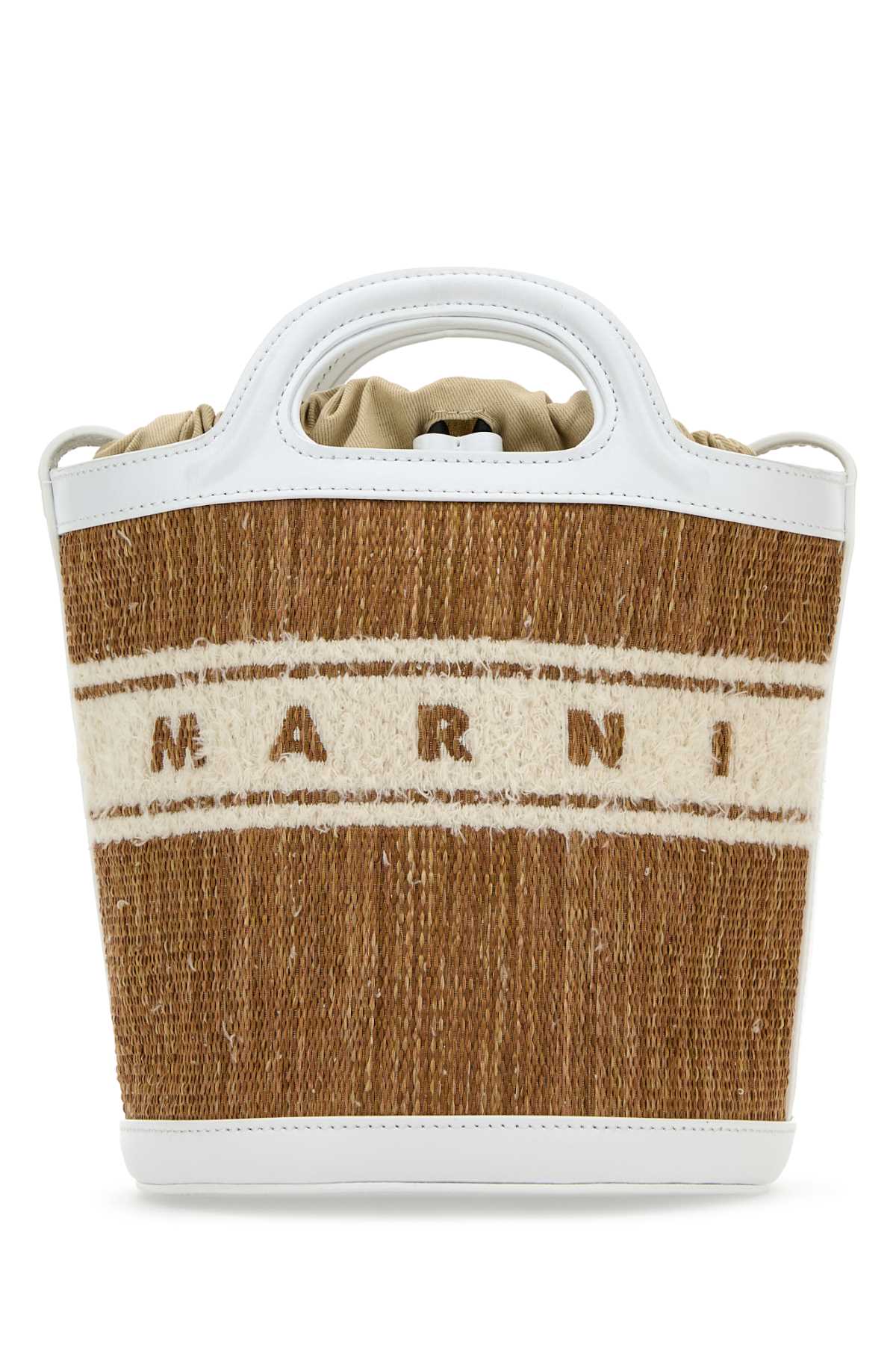 Marni Women Two-Tone Raffia And Leather Tropicalia Bucket Bag MARNI