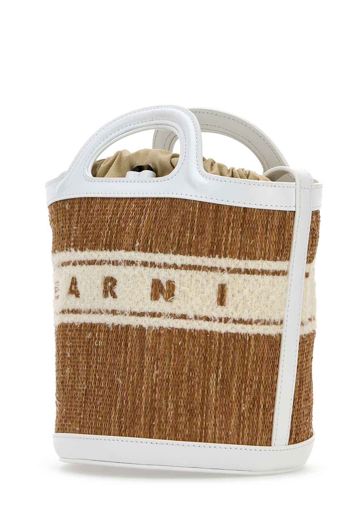 Marni Women Two-Tone Raffia And Leather Tropicalia Bucket Bag MARNI