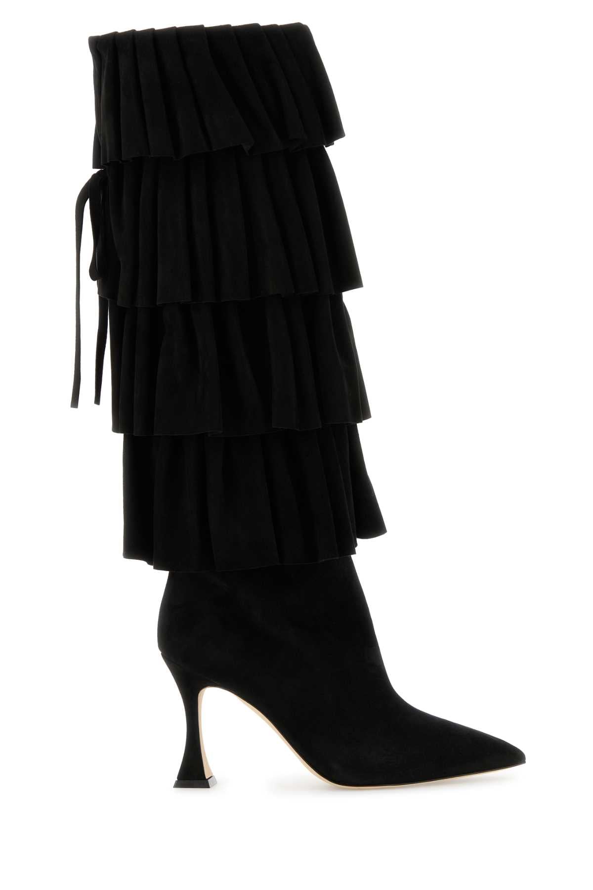 Manolo Blahnik Women Black Suede Miralone Boots MANOLO BLAHNIK