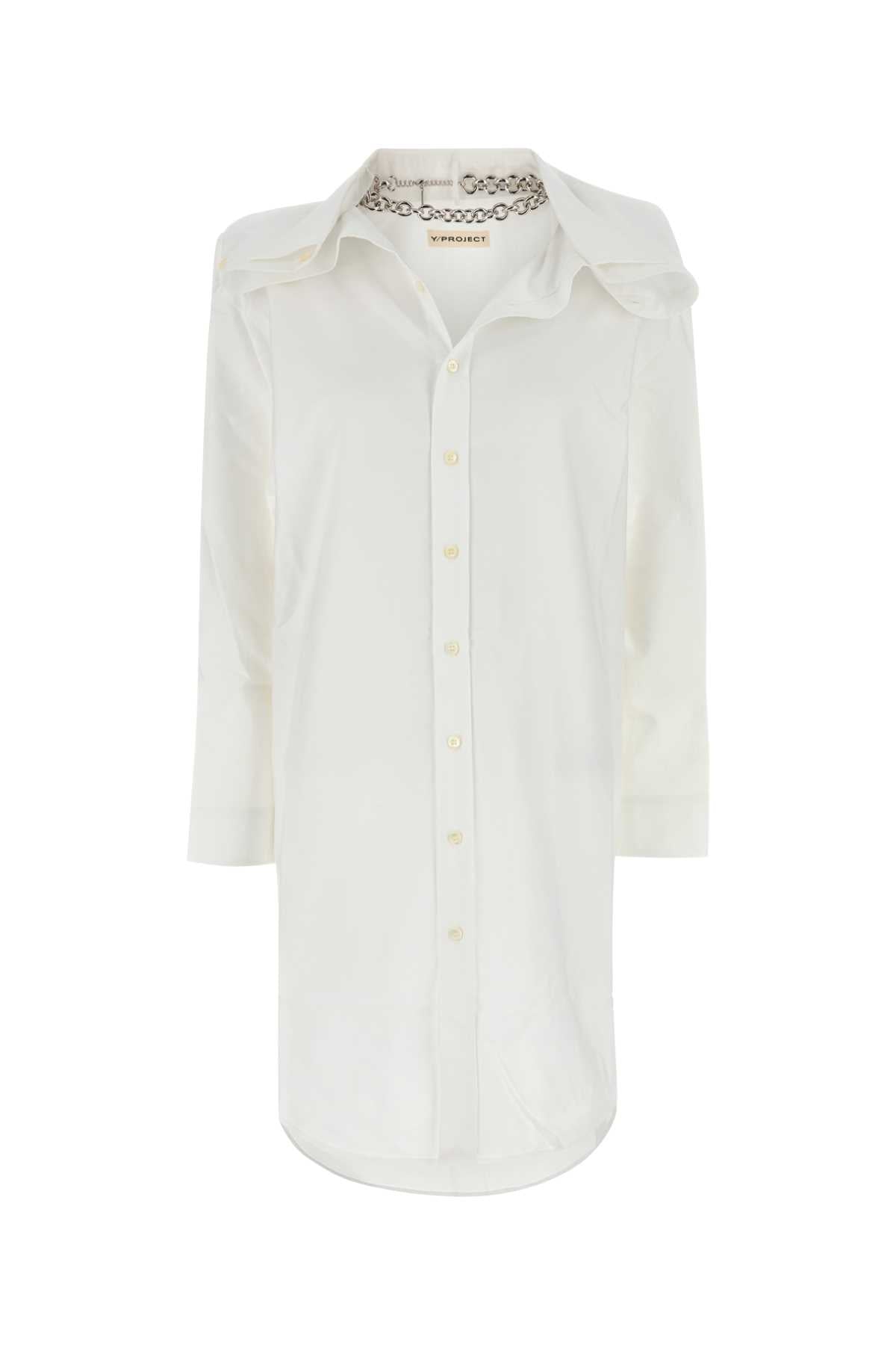 Y Project Women White Oxford Shirt Dress Y PROJECT