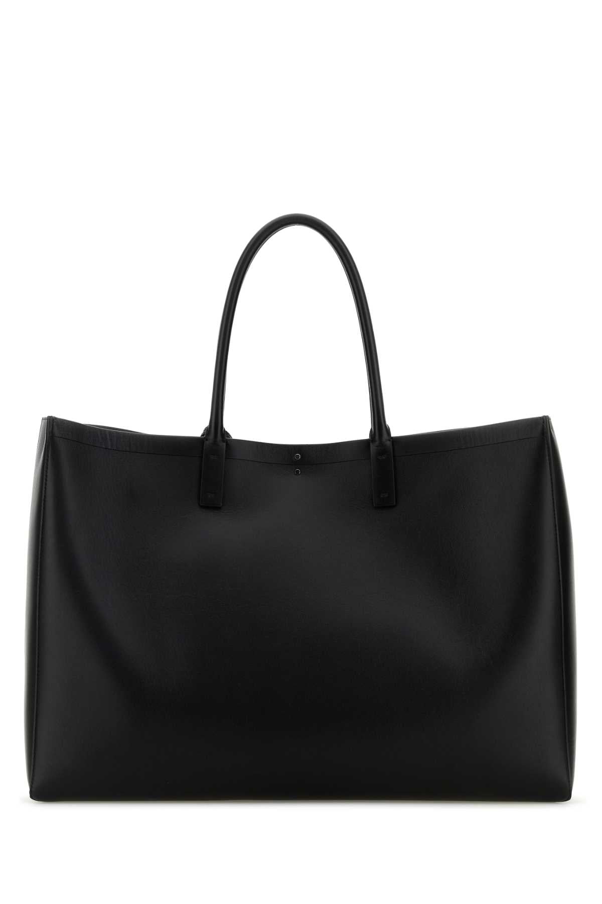 Valentino Garavani Men Black Leather Vlogo Shopping Bag VALENTINO GARAVANI